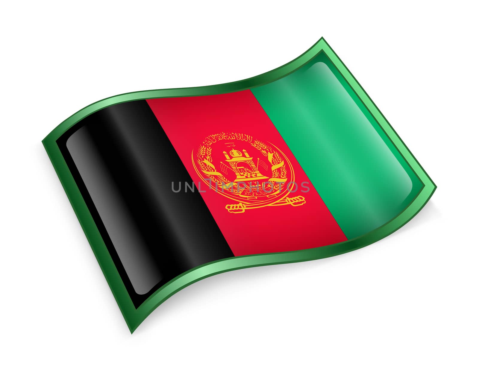 Afghanistan Flag icon, isolated on white background.