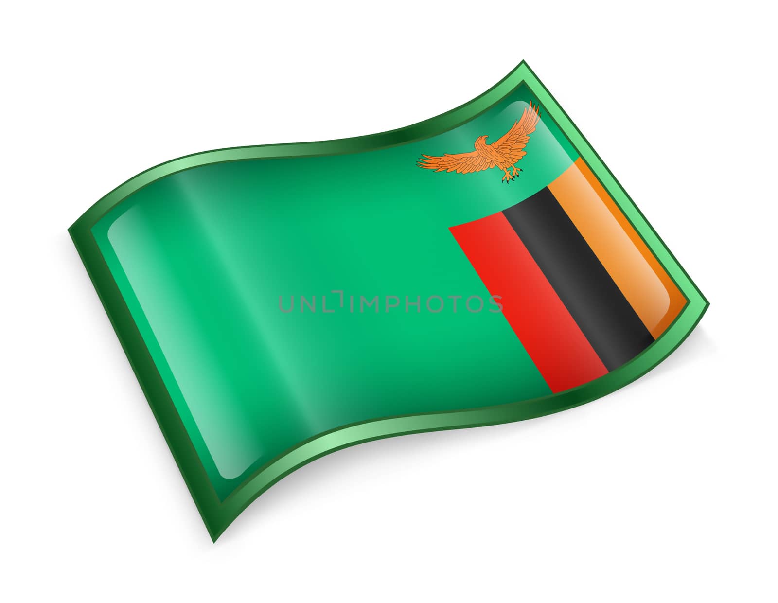 Zambia Flag icon, isolated on white background.