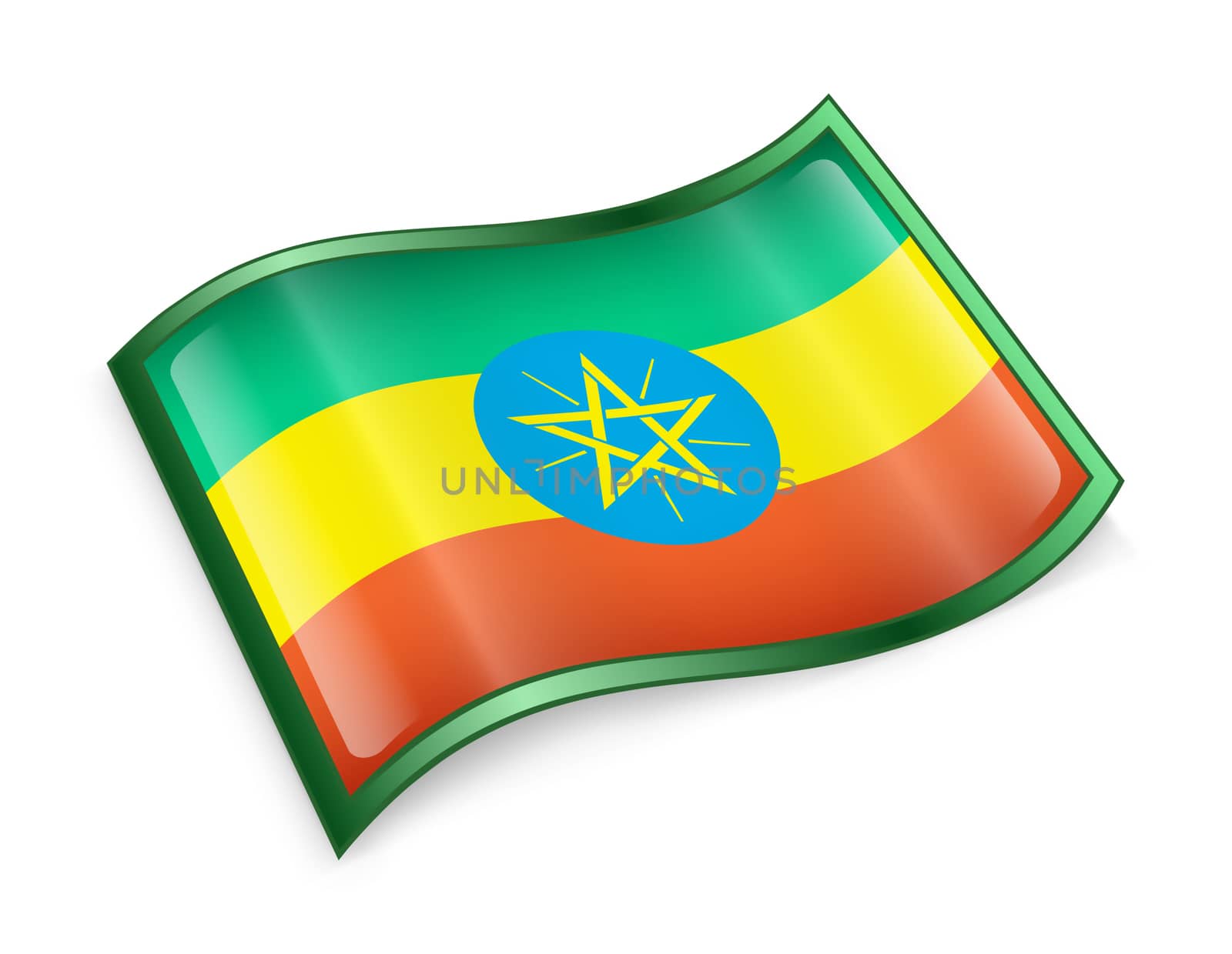 Ethiopia Flag Icon, isolated on white background.