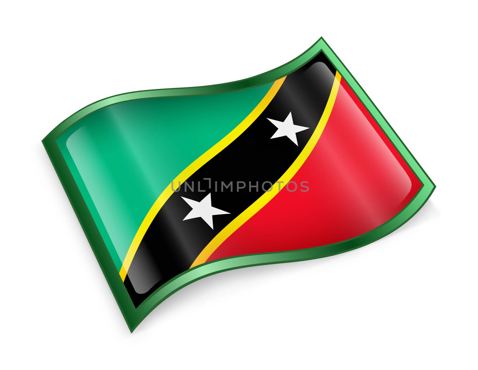 Saint Kitts and Nevis Flag icon, isolated on white background.