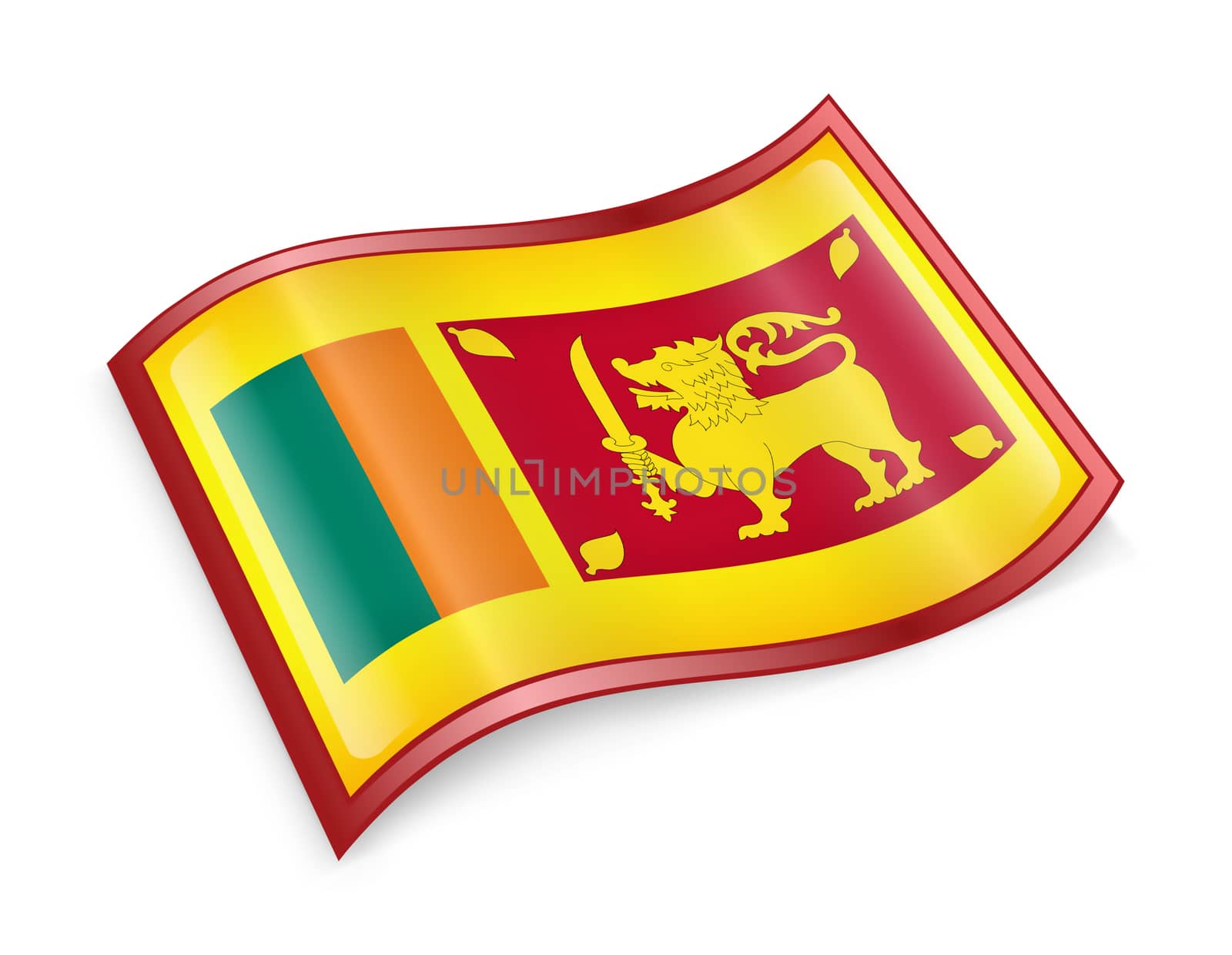 Sri Lanka Flag Icon, isolated on white background.