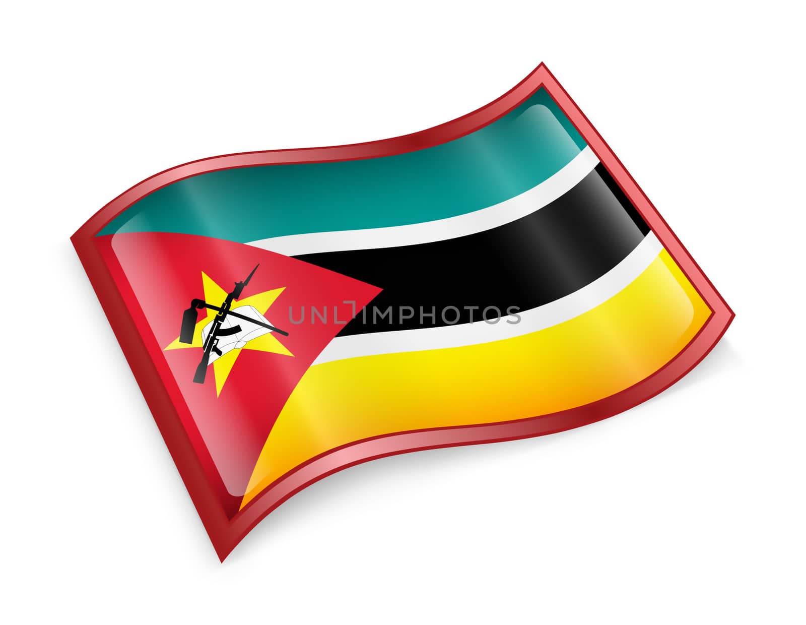 Mozambique Flag Icon, isolated on white background.