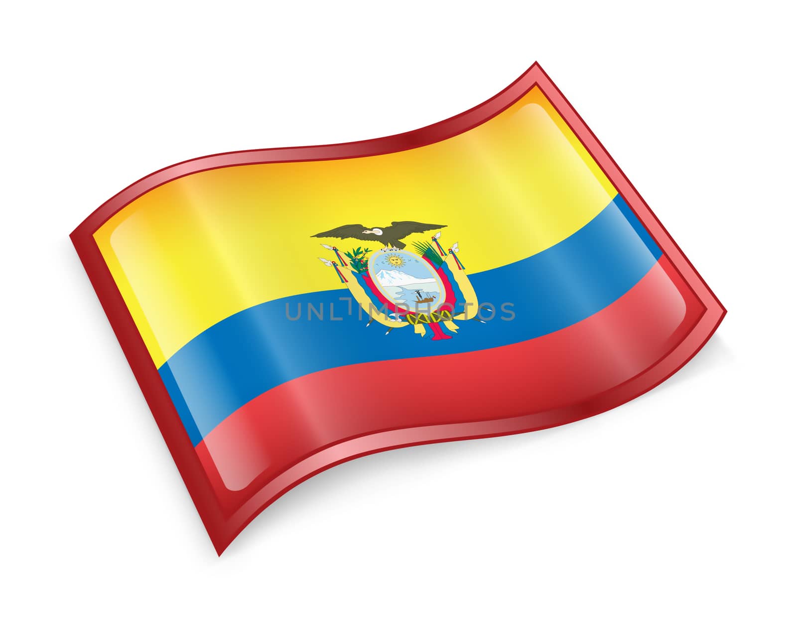 Ecuadorian Flag icon, isolated on white background.