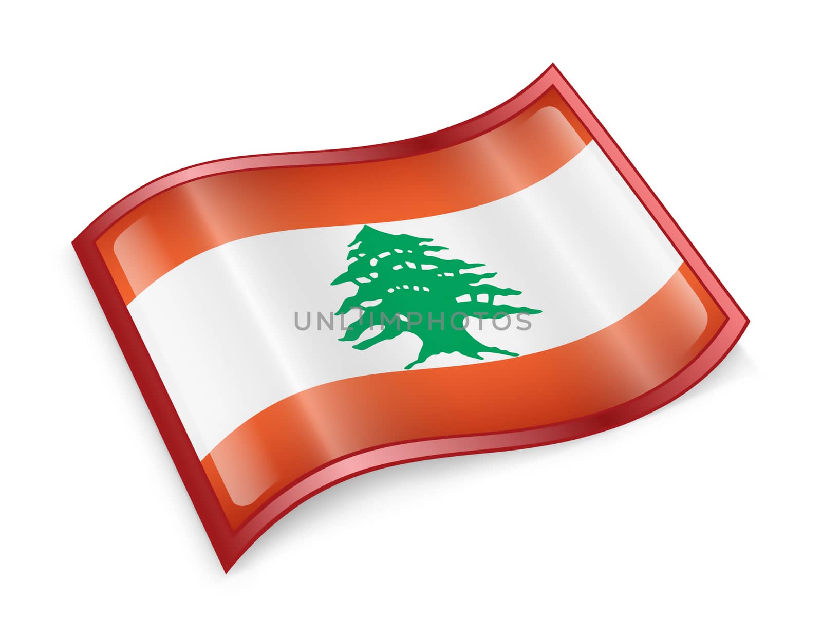 Lebanese Flag icon, isolated on white background.