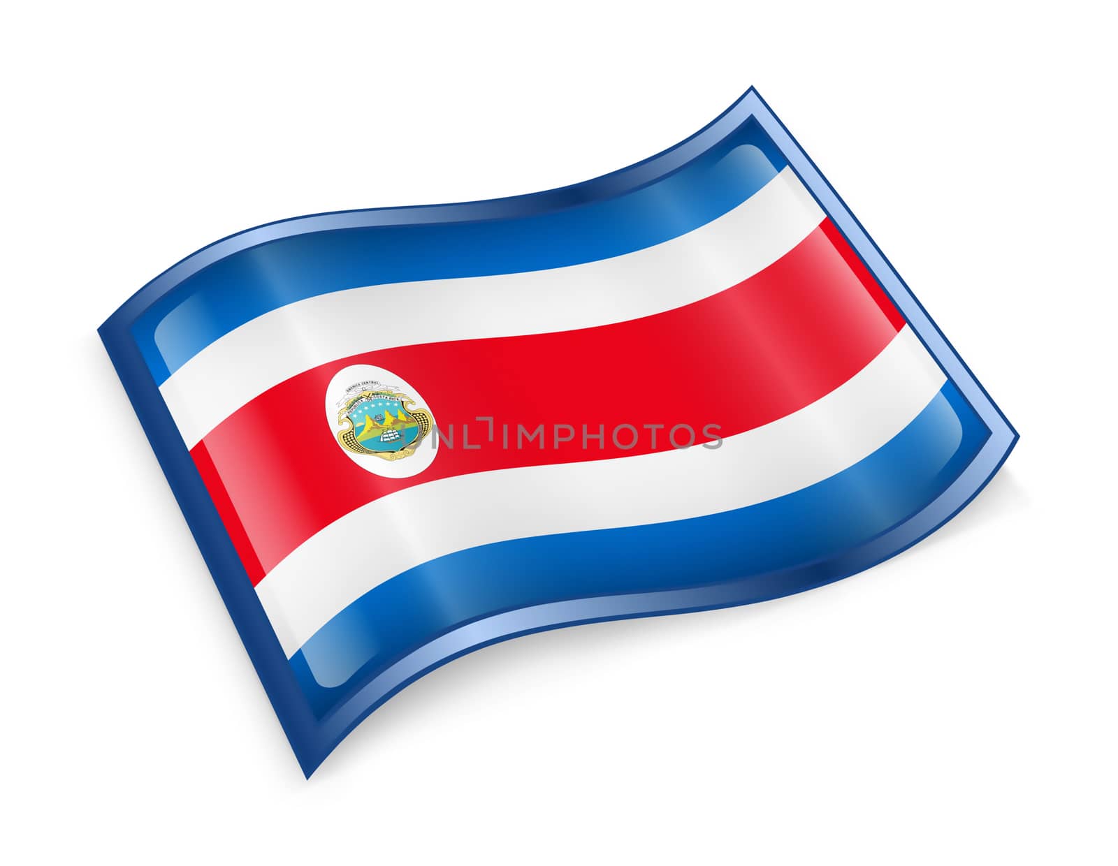 Costa Rica flag icon, isolated on white background.