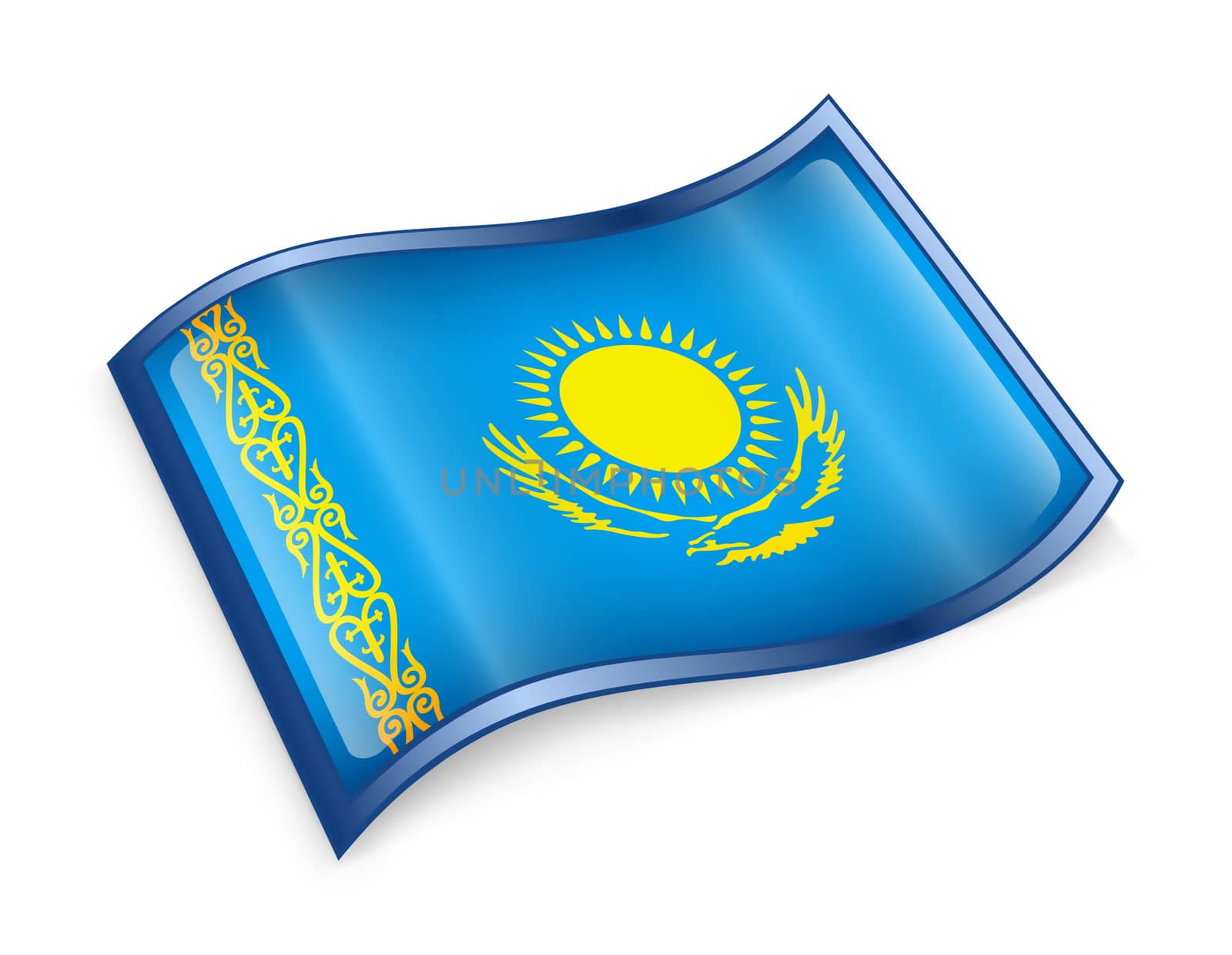 Kazakhstan Flag icon, isolated on white background.
