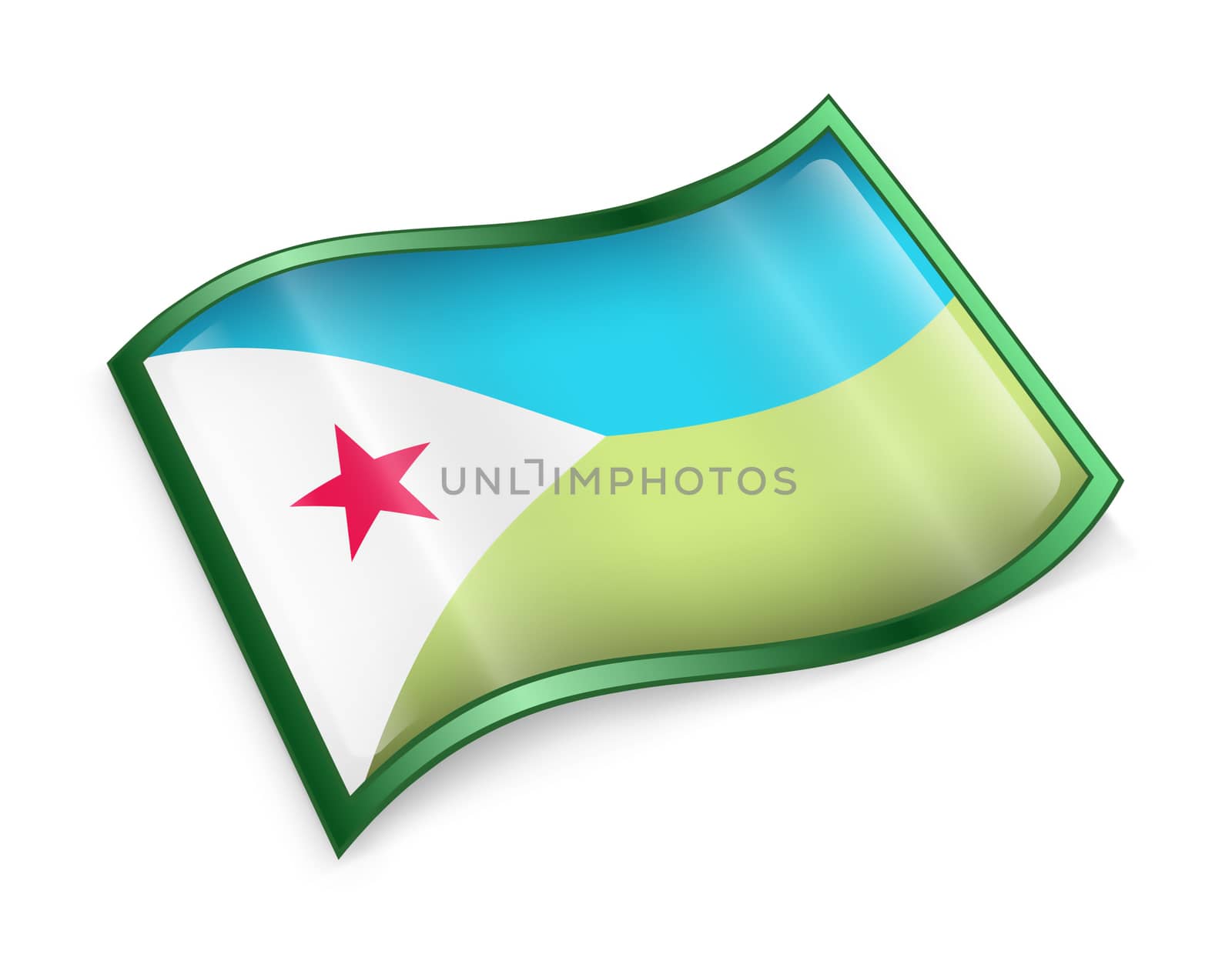 Djibouti Flag icon, isolated on white background.