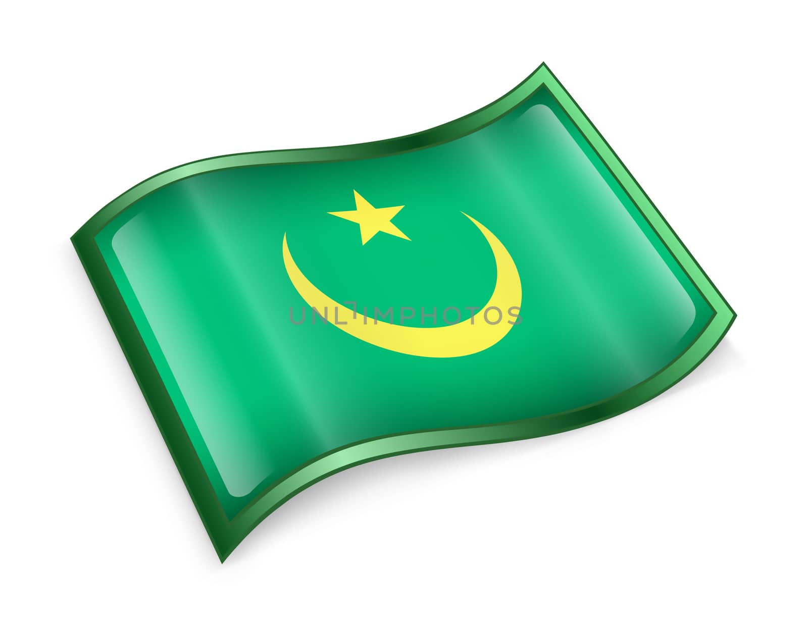 Mauritania Flag icon, isolated on white background.