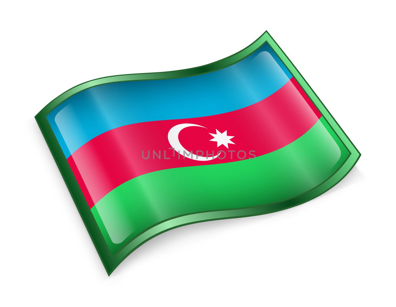 Azerbaijan Flag icon, isolated on white background.