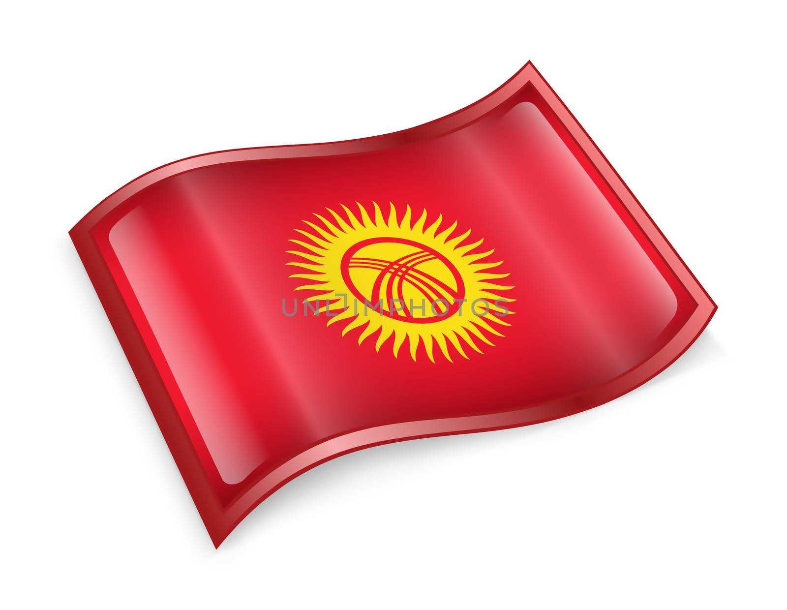 Kyrgyzstan Flag icon, isolated on white background.