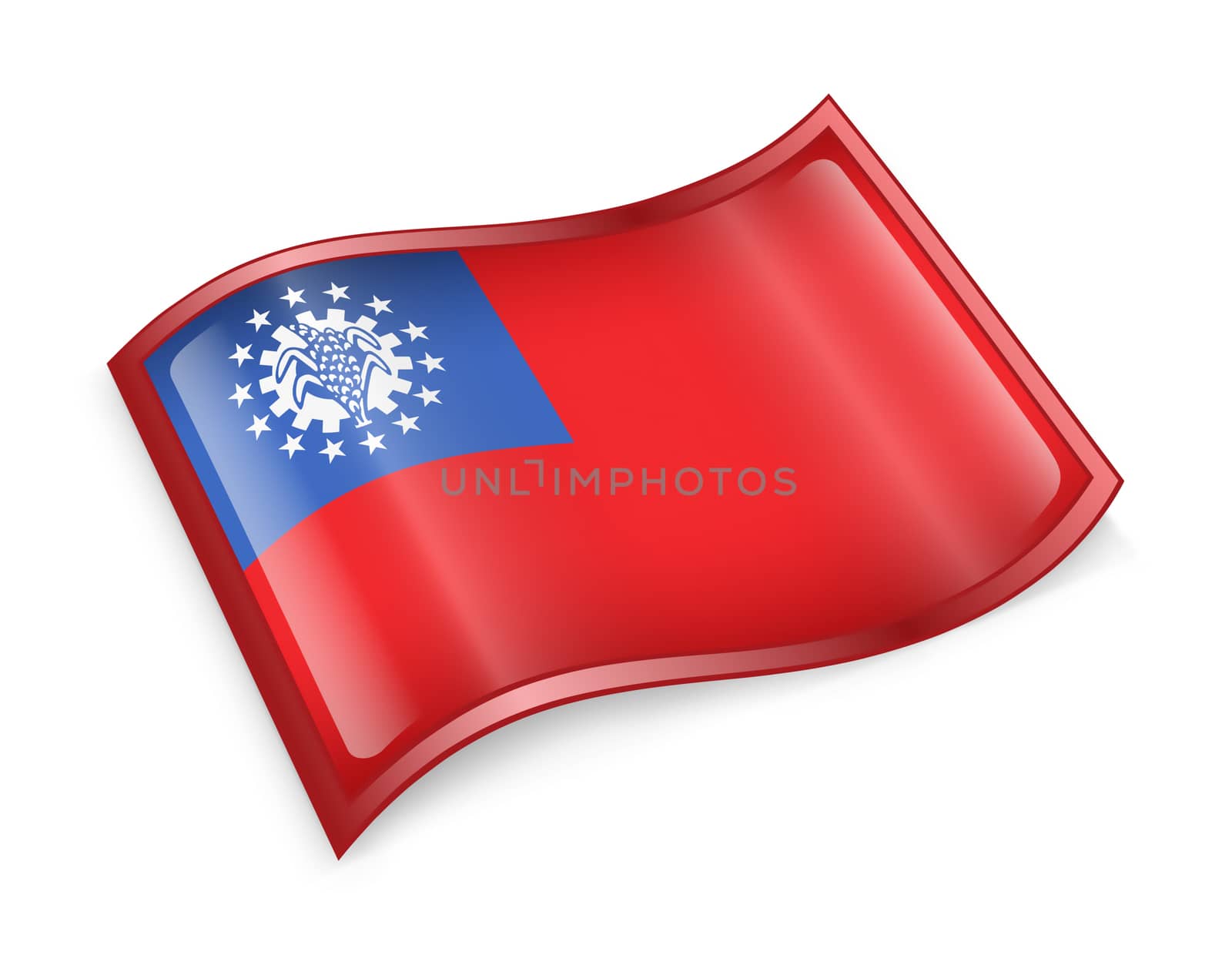 Myanmar Flag icon, isolated on white background.