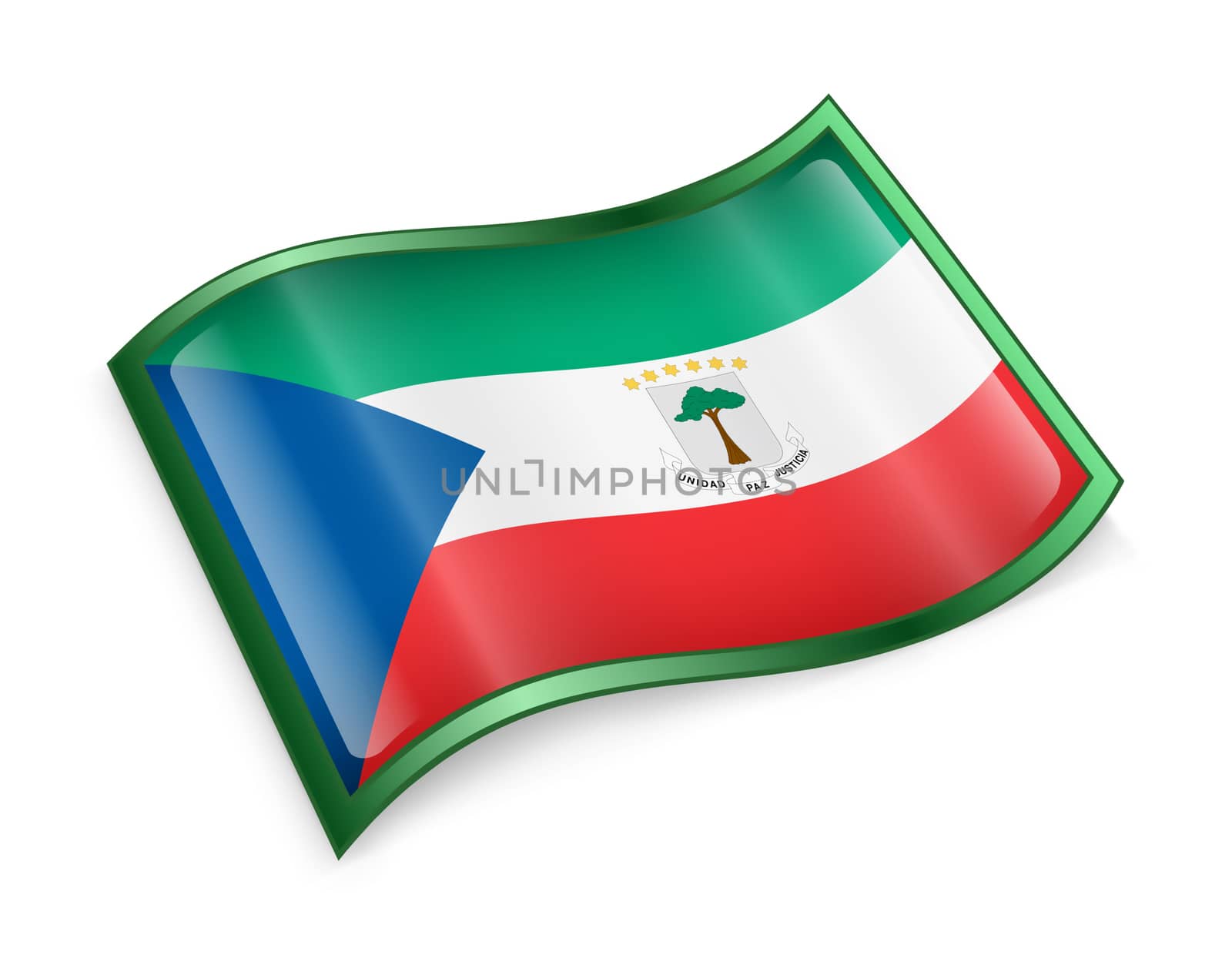 Equatorial Guinea Flag icon, isolated on white background.