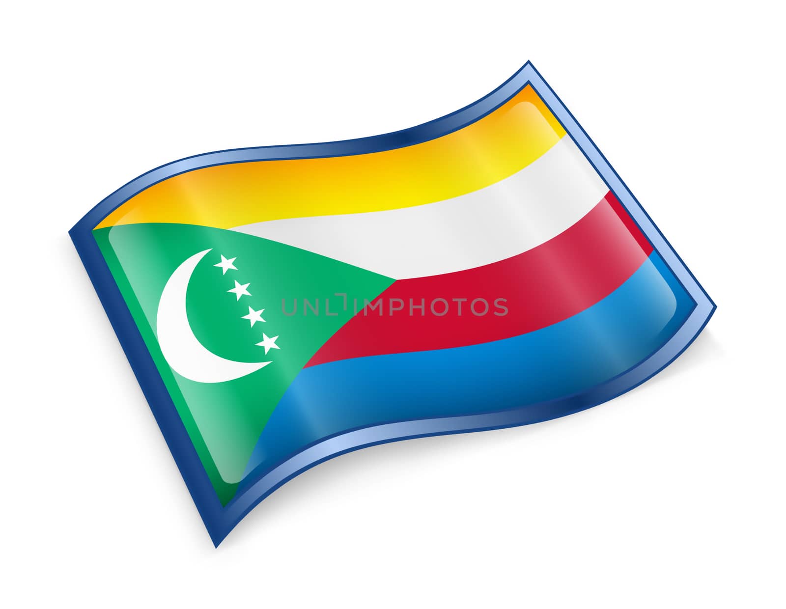 Comoros Flag icon, isolated on white background.