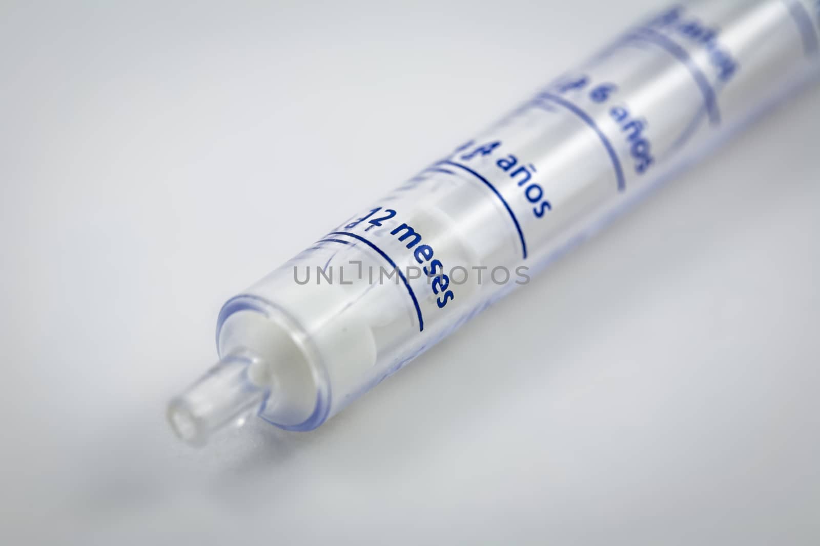 syringe for use medical child isolated on white background