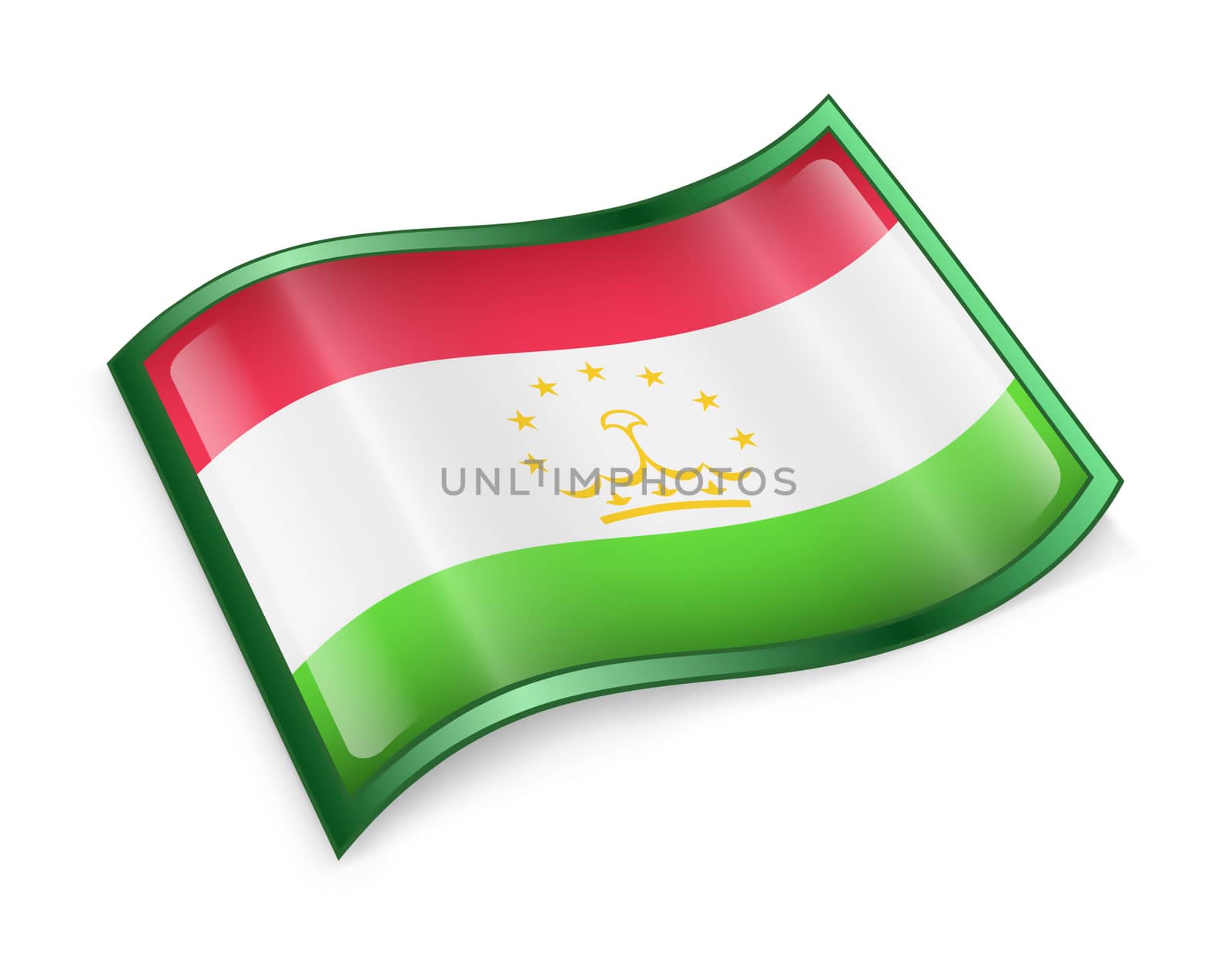 Tajikistan Flag icon, isolated on white background.