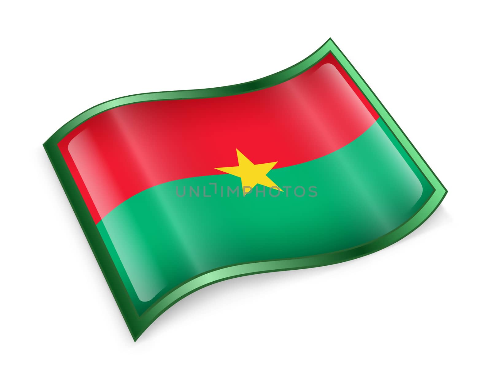 Burkina Faso flag icon, isolated on white background