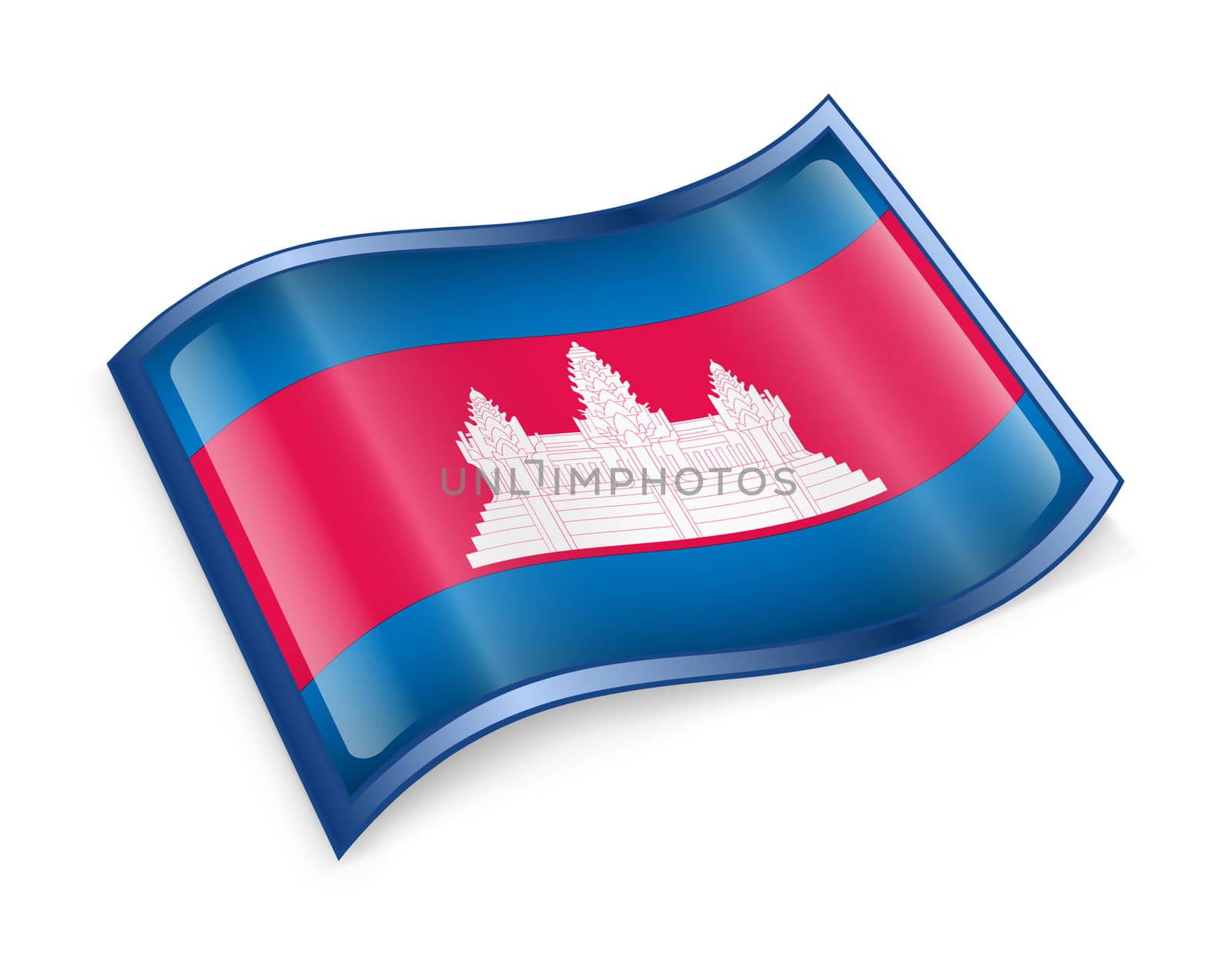 Cambodia flag icon, isolated on white background
