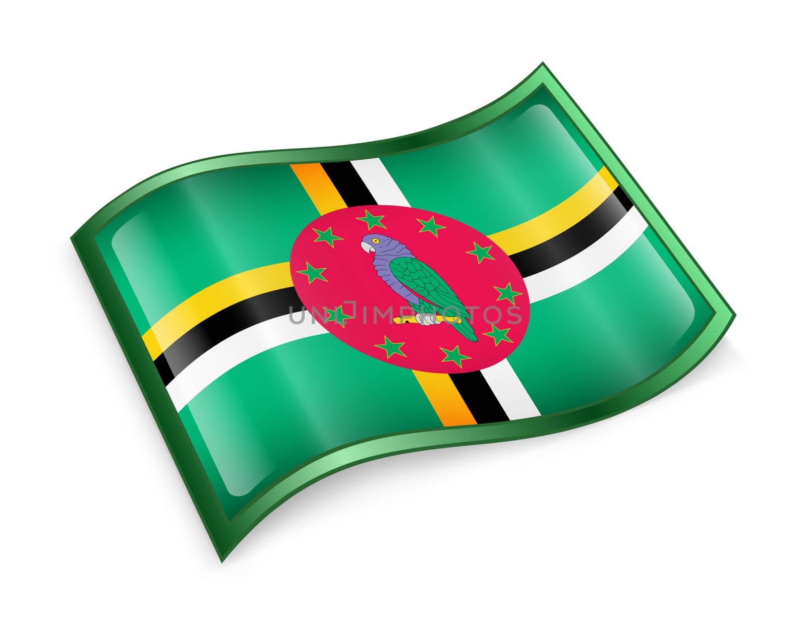 Dominica flag icon, isolated on white background