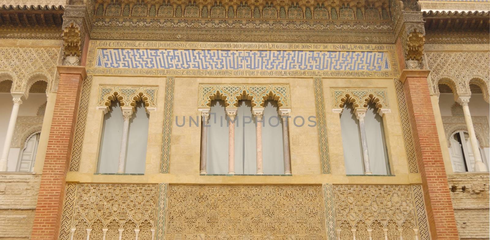 Detail in Alzazar, a mudejar palace located in Seville, Spain