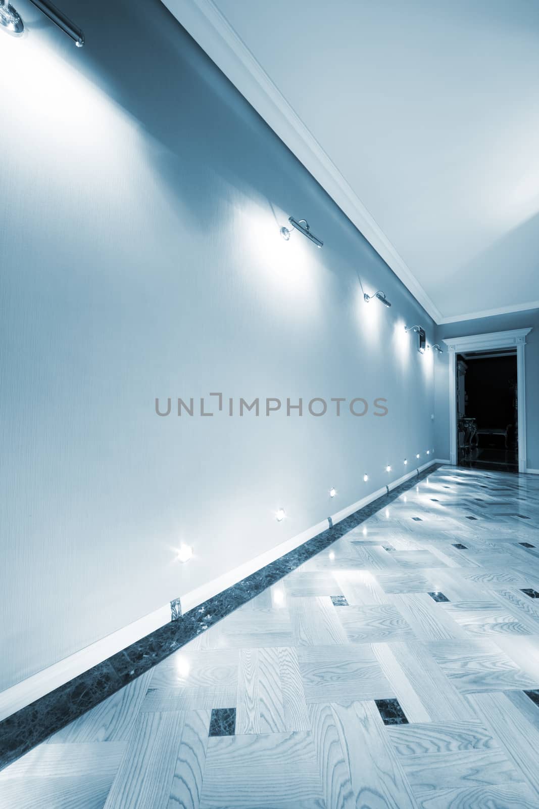 long and beautiful corridor in a modern flat