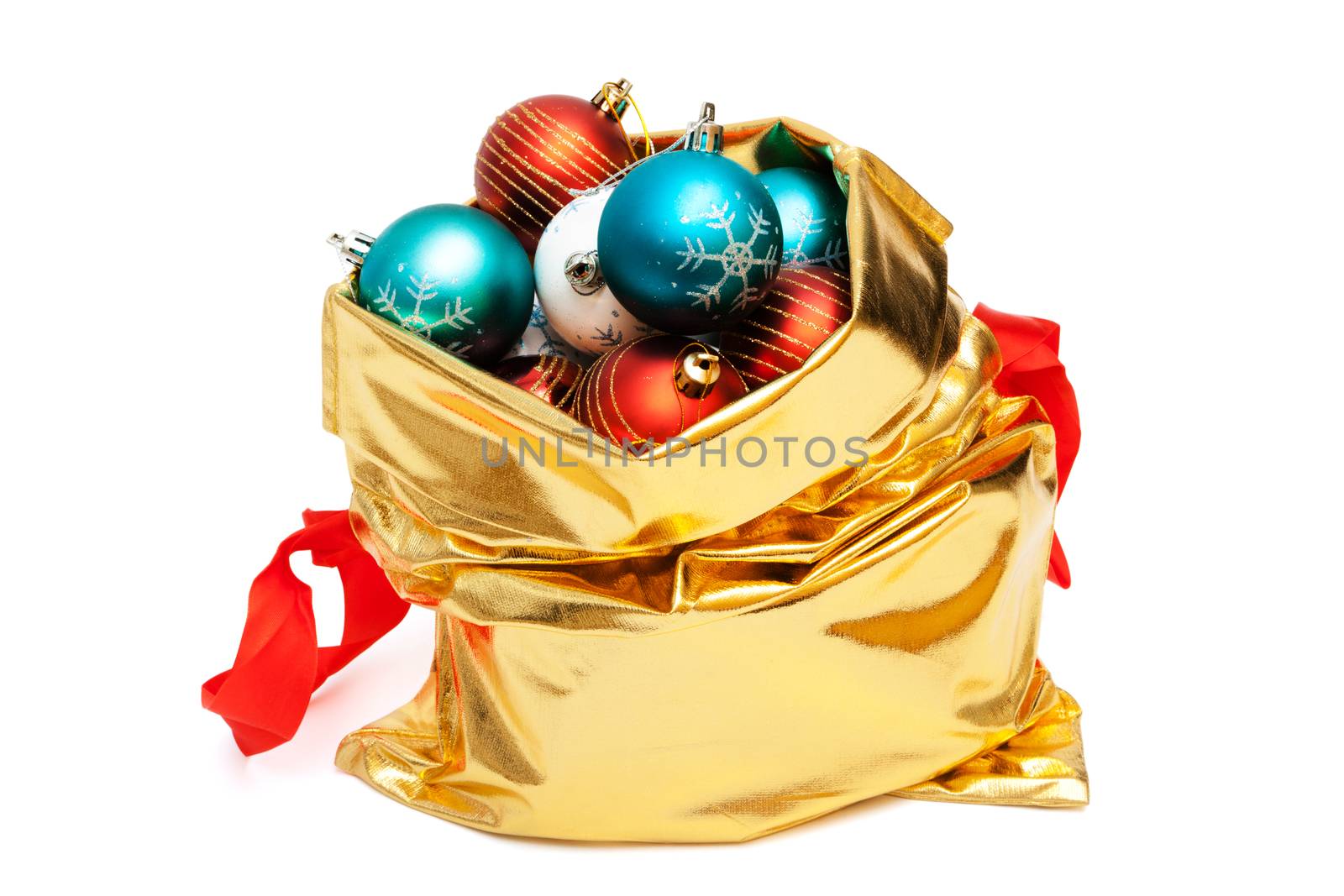 gold bag with Christmas balls by terex