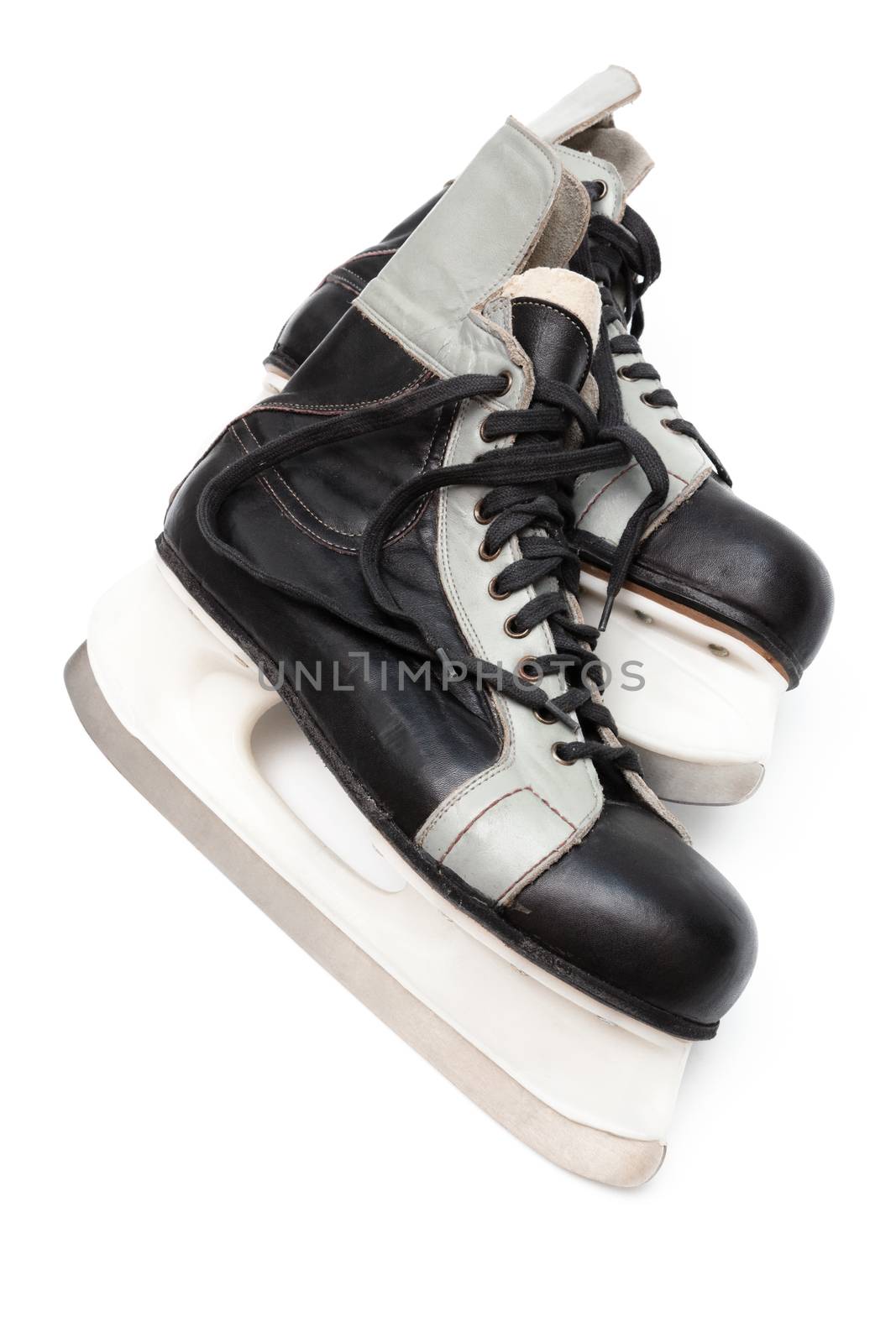 old black skates on white background