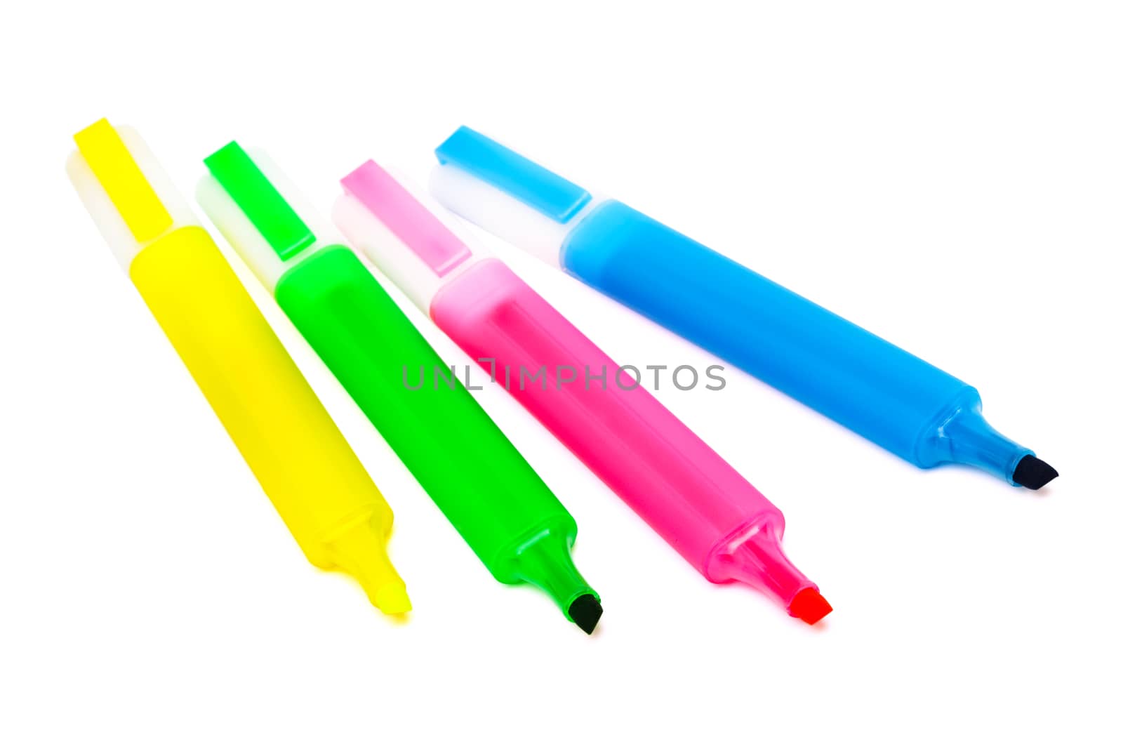 Beautiful color felt-tip pens on a white background