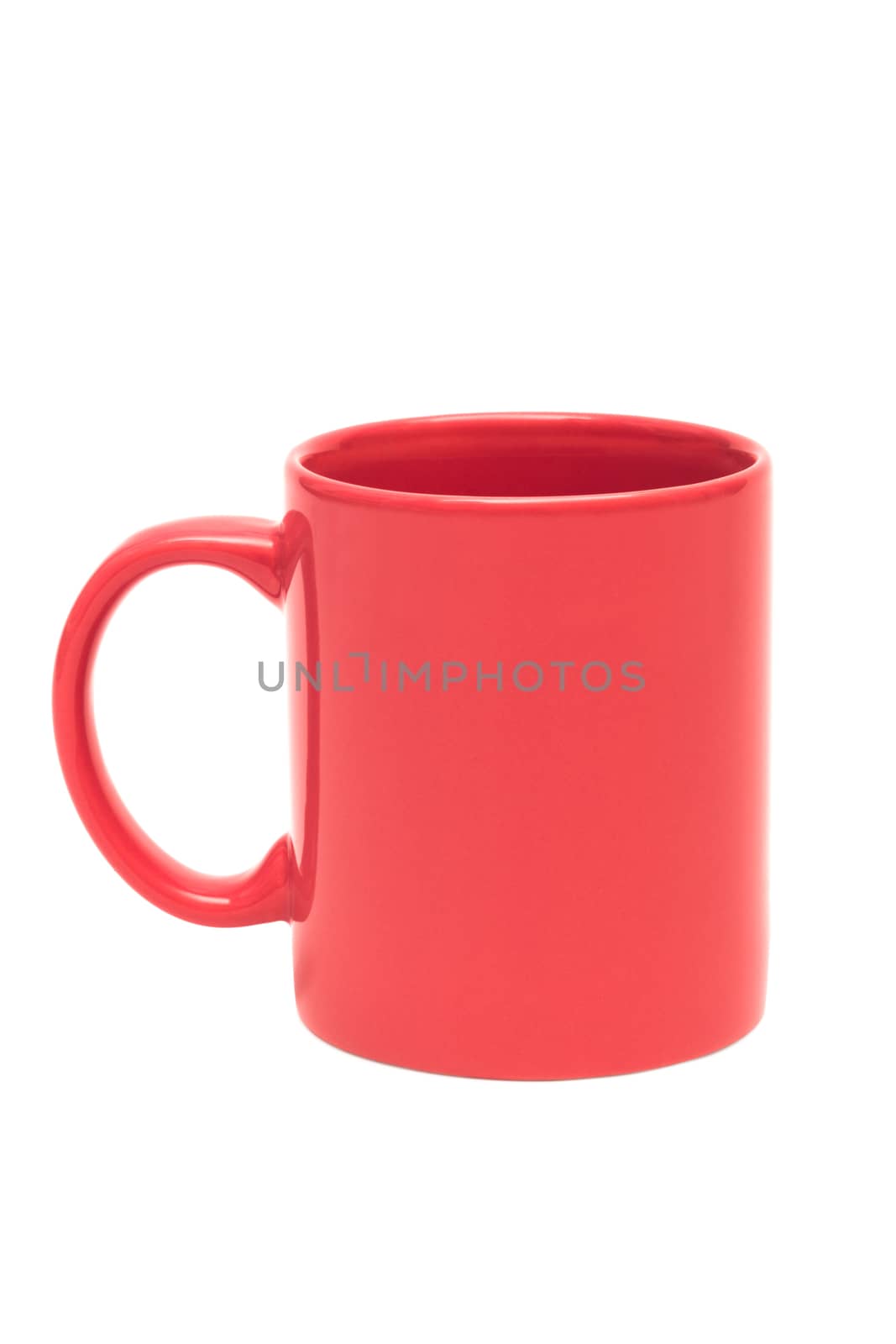 new red mug on a white background