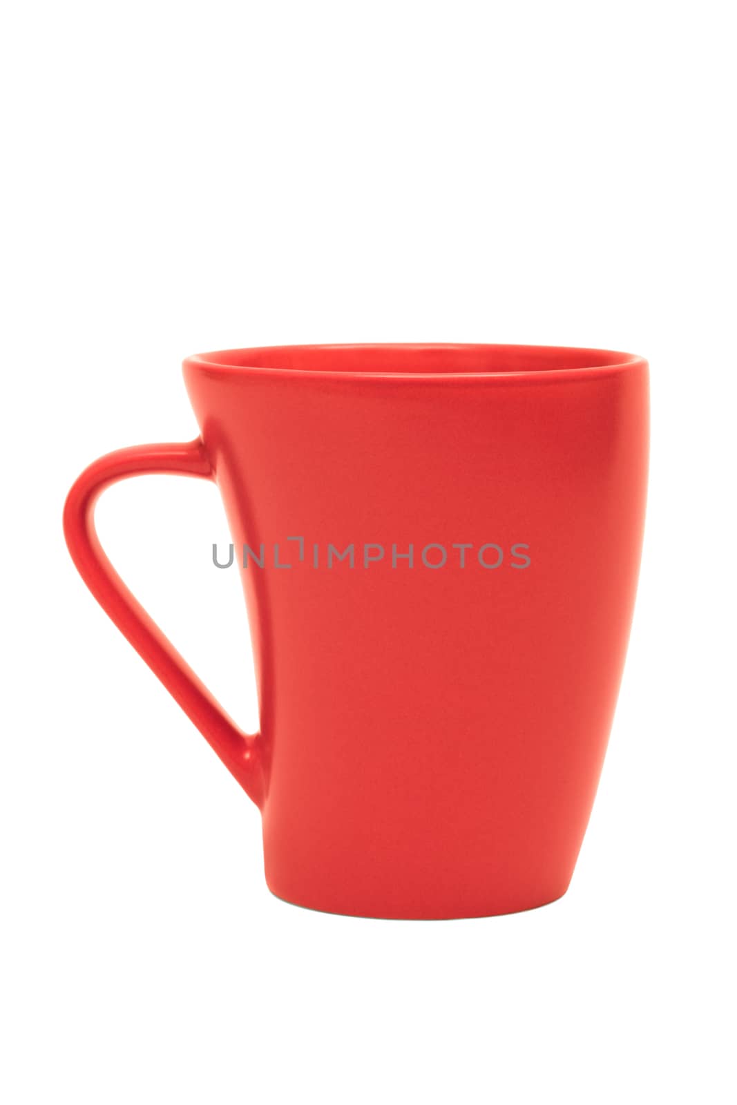 new red mug on a white background