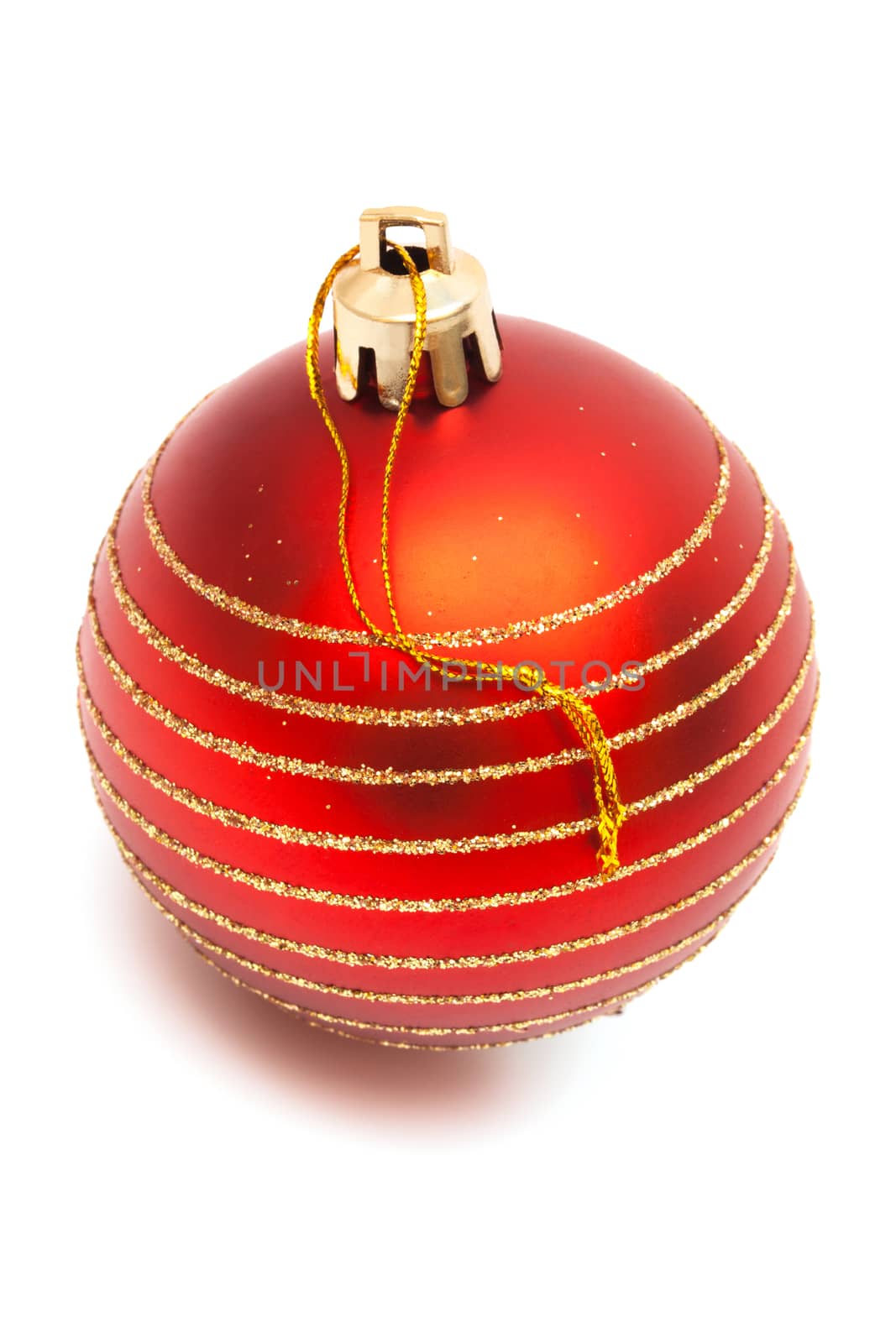 Christmas red ball on white background