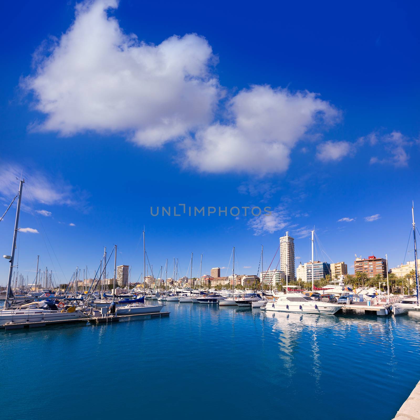 alicante marina port boats in Mediterranean Spain Valencian Community