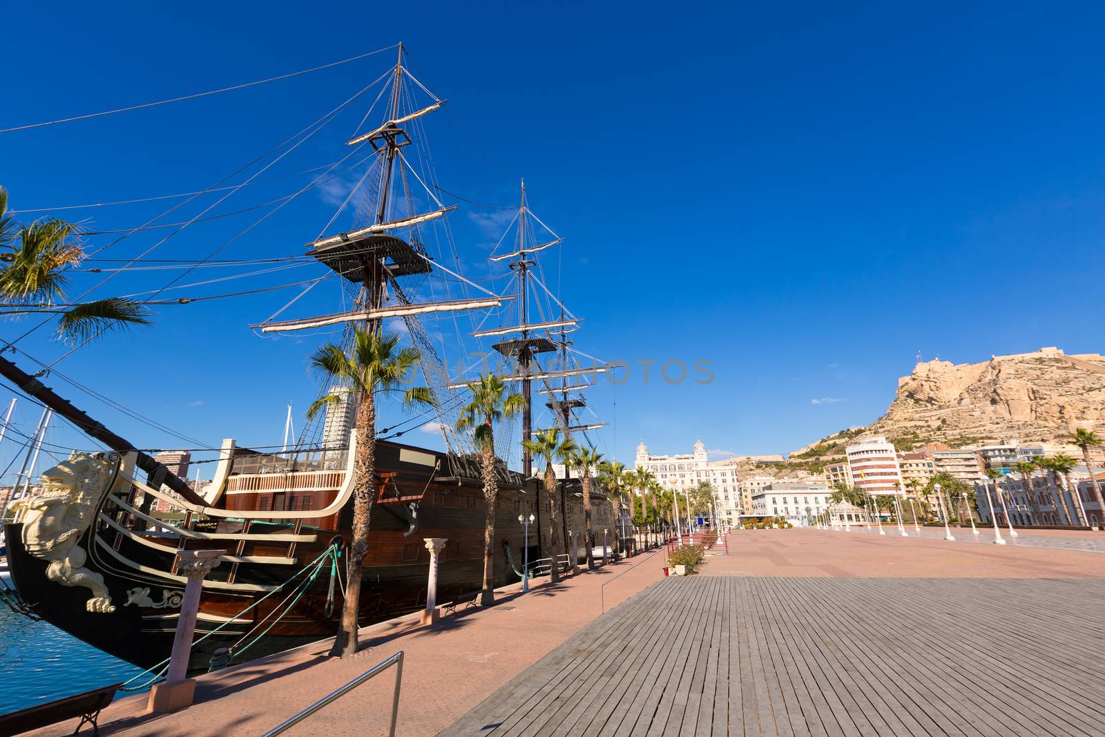 alicante marina port boats in Mediterranean Spain Valencian Community