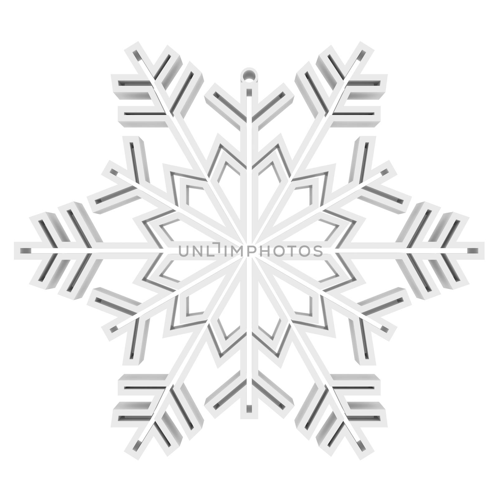 White Snowflake. Isolated render on white background