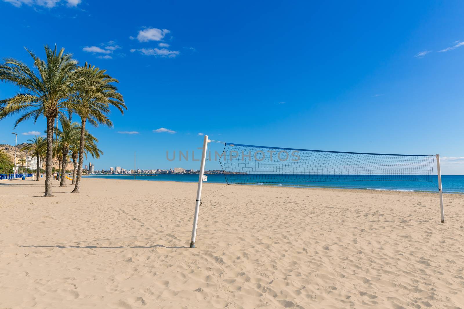 Alicante Postiguet beach at Mediterranean Spain by lunamarina