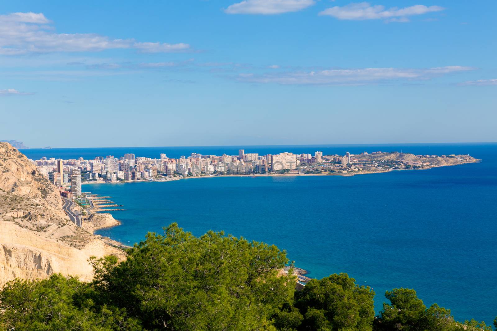 Alicante San Juan beach view from Santa Barbara Castle in Spain