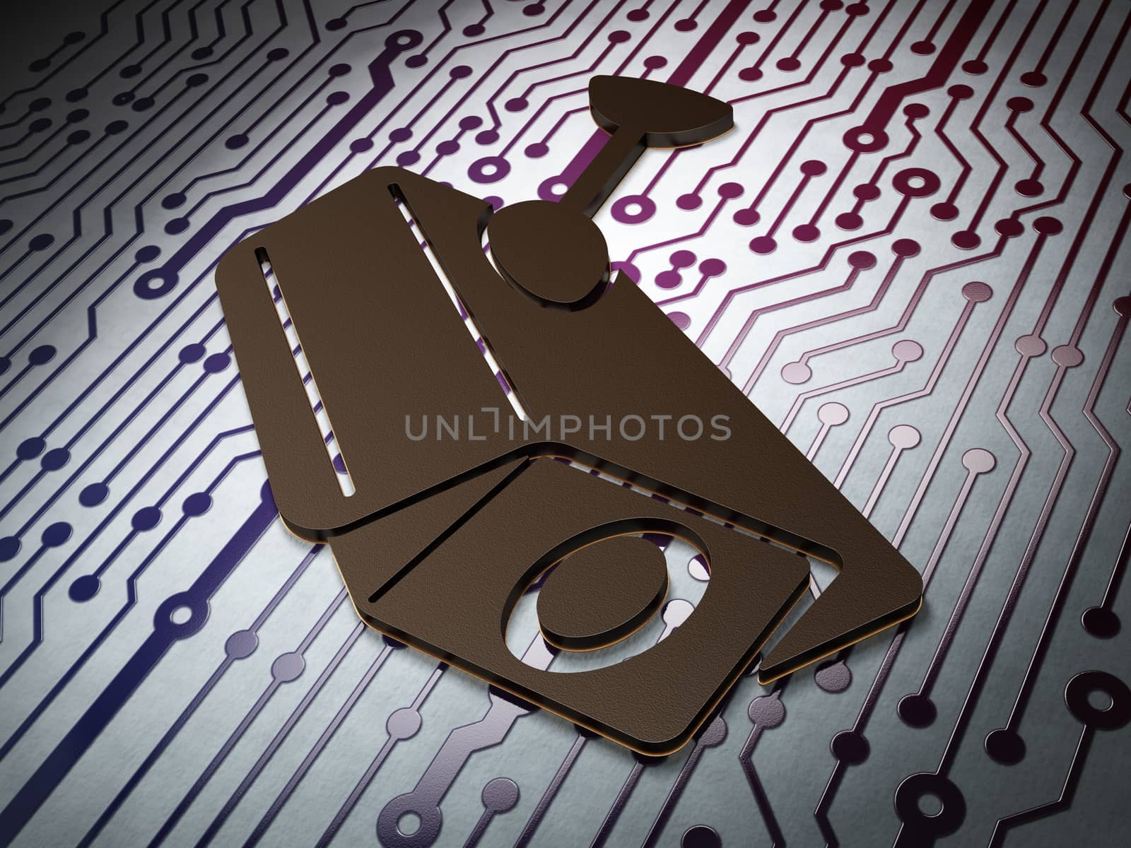 Safety concept:  Cctv Camera on Circuit Board background by maxkabakov