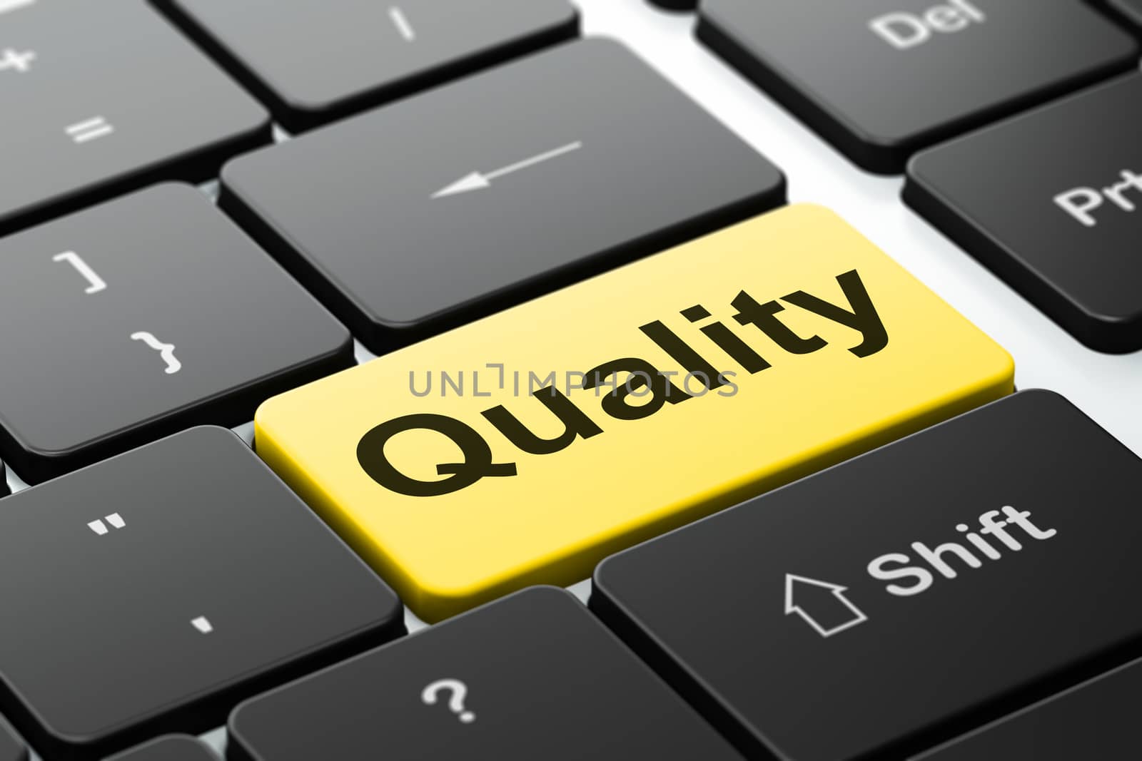 Marketing concept: Quality on computer keyboard background by maxkabakov