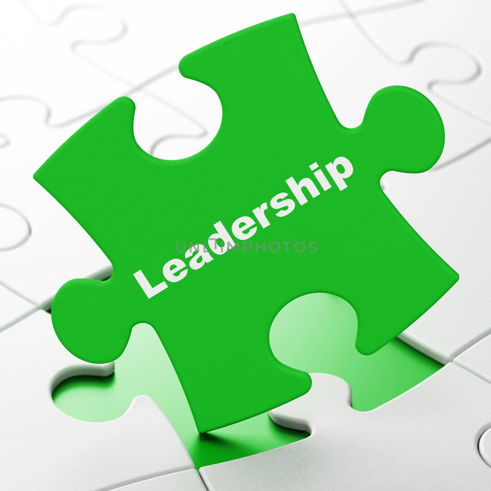 Business concept: Leadership on Green puzzle pieces background, 3d render