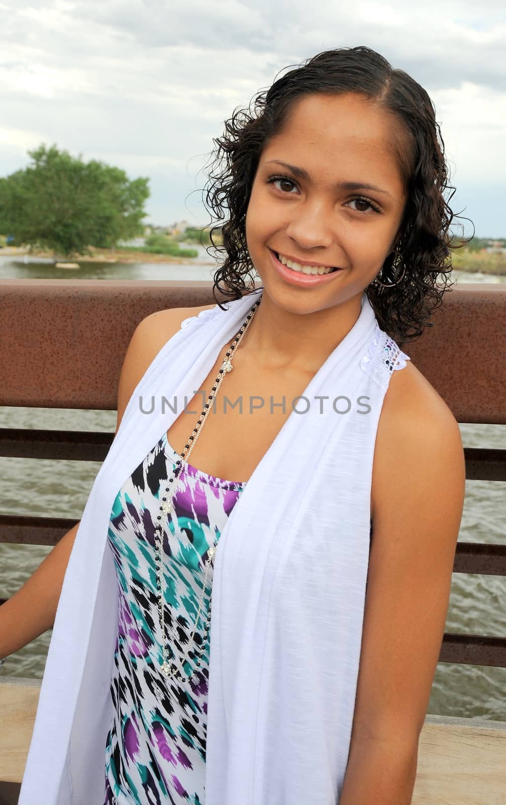 African american female beauty expressions outside.