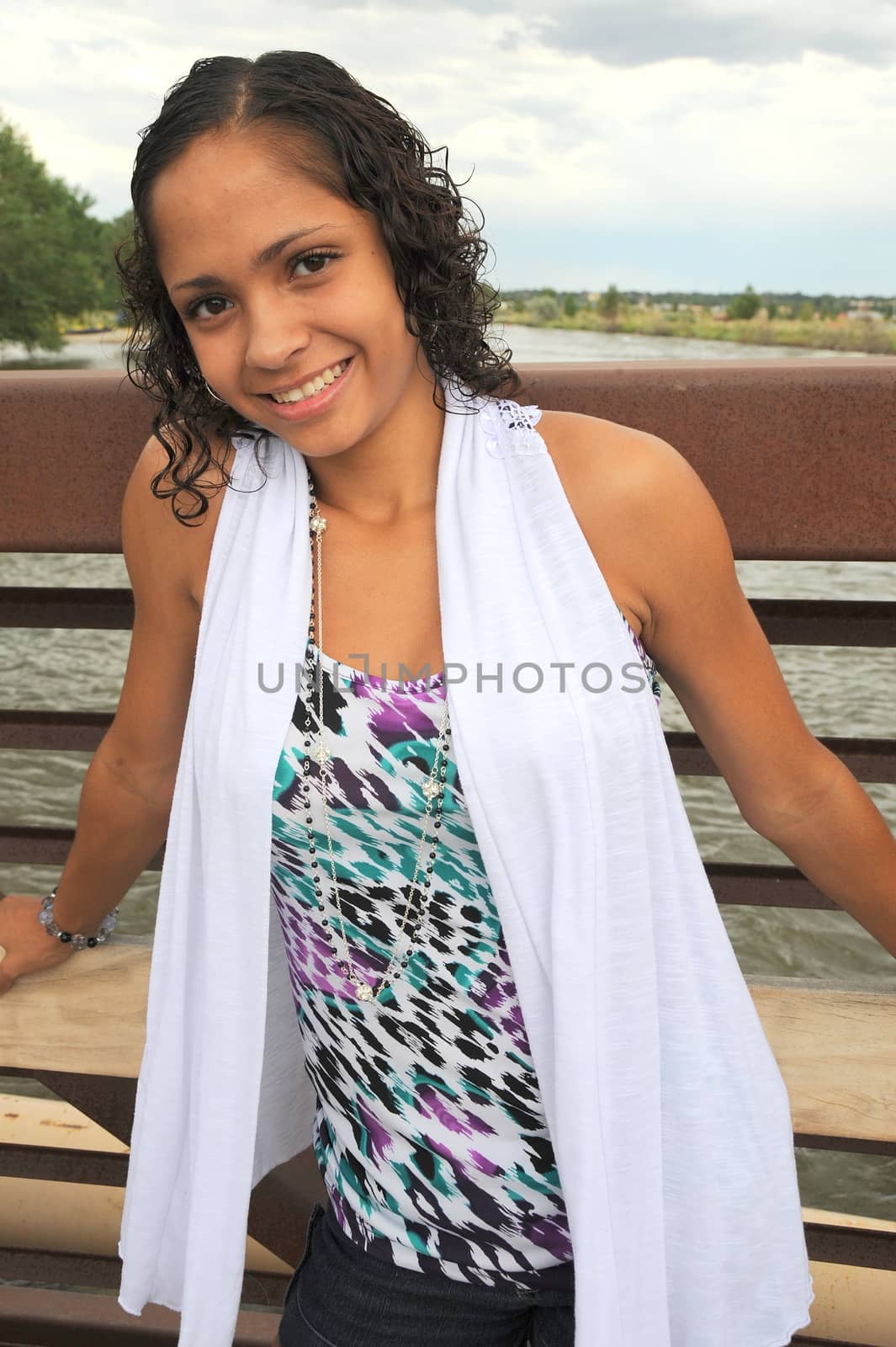 African american female beauty expressions outside.