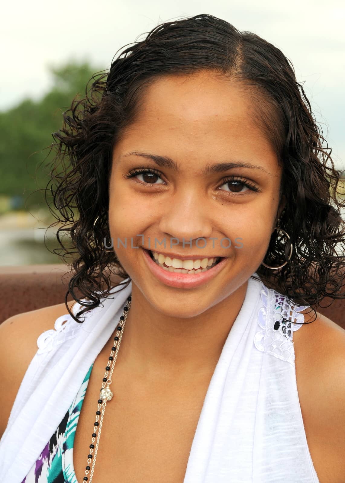 African american female beauty expressions outside.