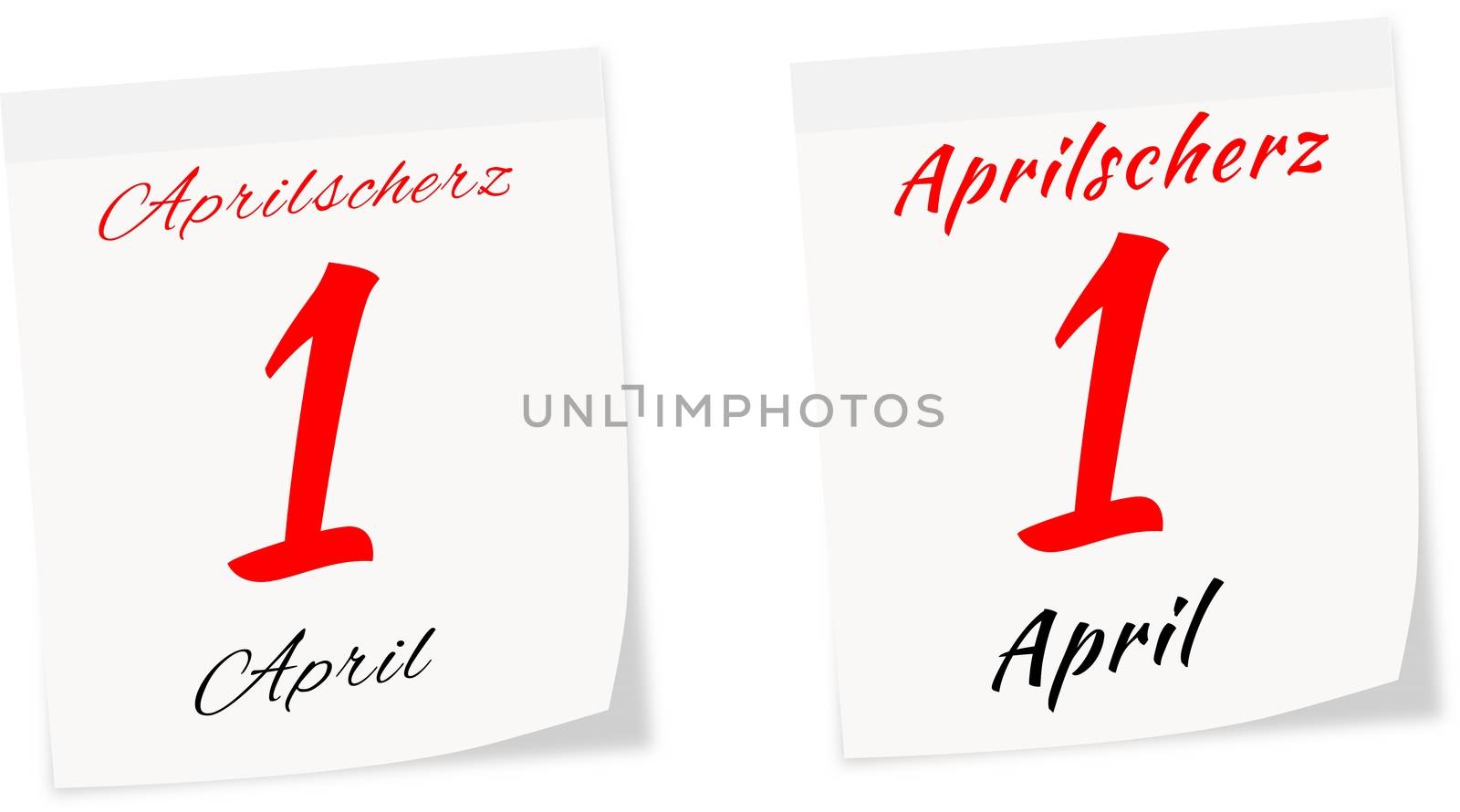 Calendar page with date of All Fool's Day on 1 st April 2014 isolated on a white backgroun