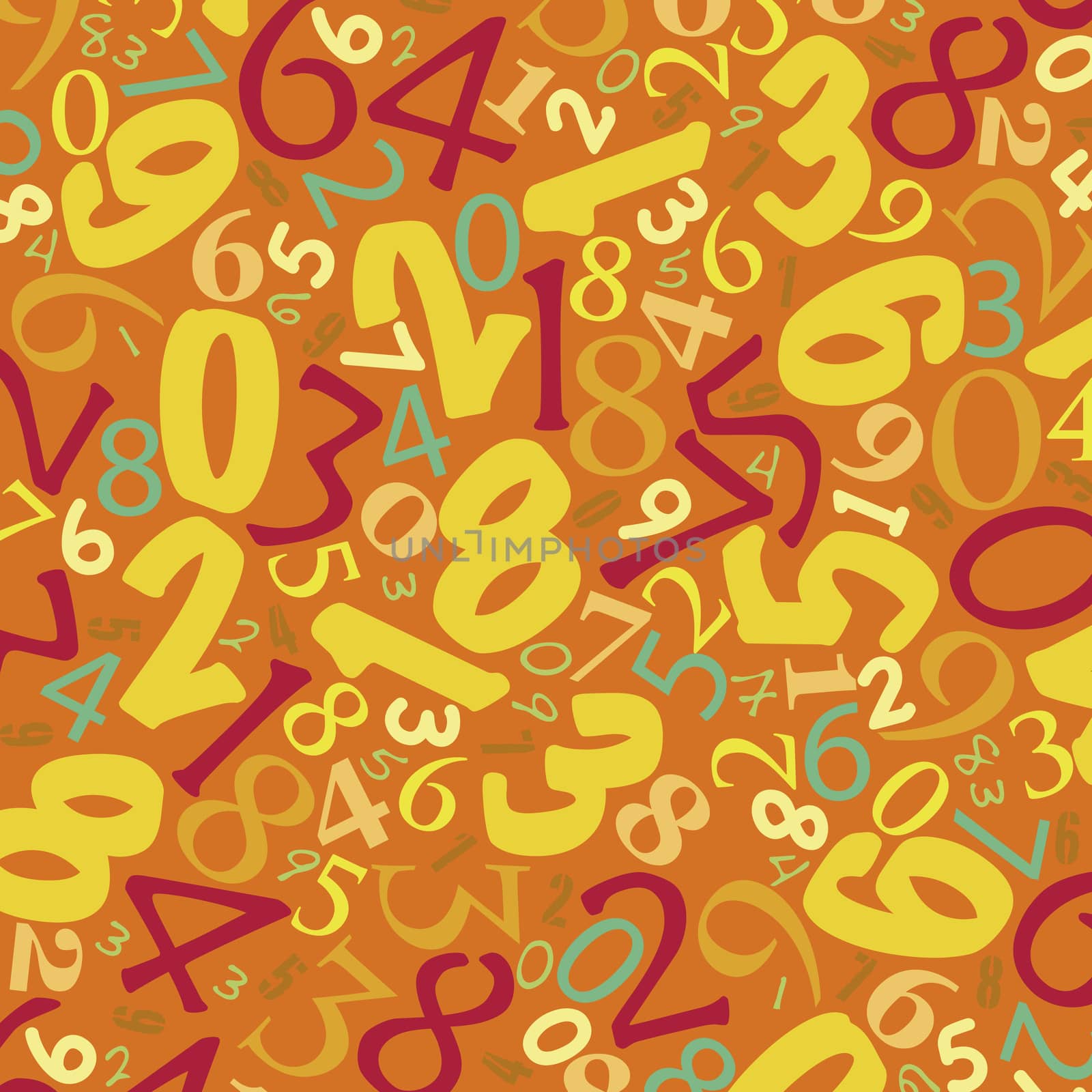 illustration of numbers background in orange background