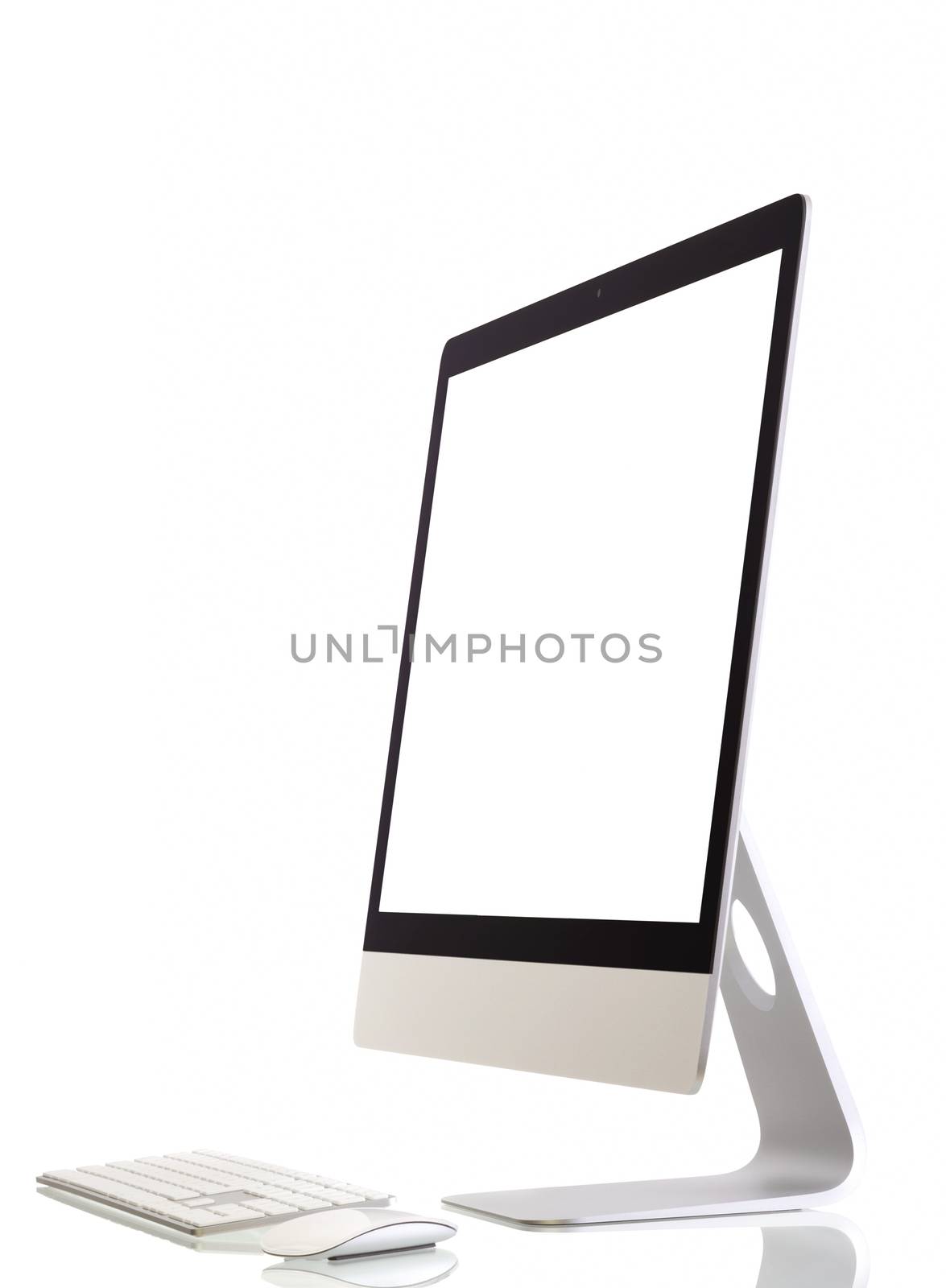 Illustration of modern computer monitor with blank screen. Isolated on white. added for screen.