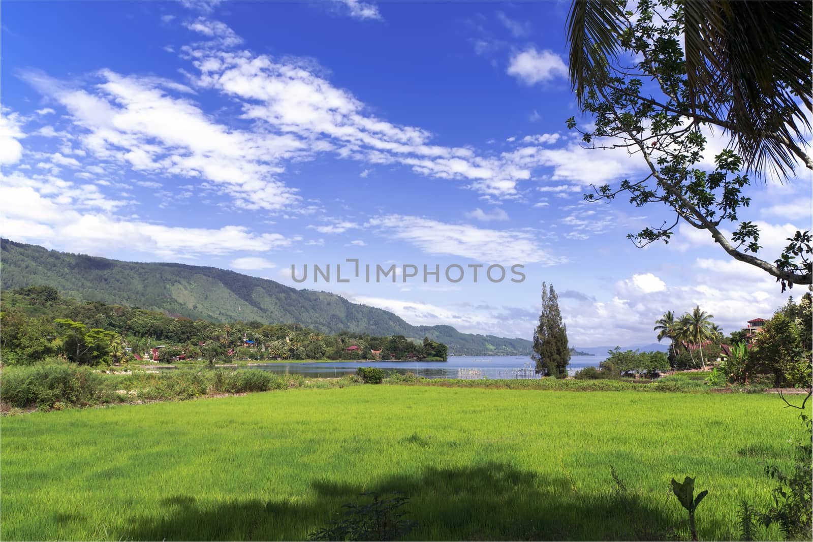 View to Samosir Island. Lake Toba, North Sumatra, Indonesia.