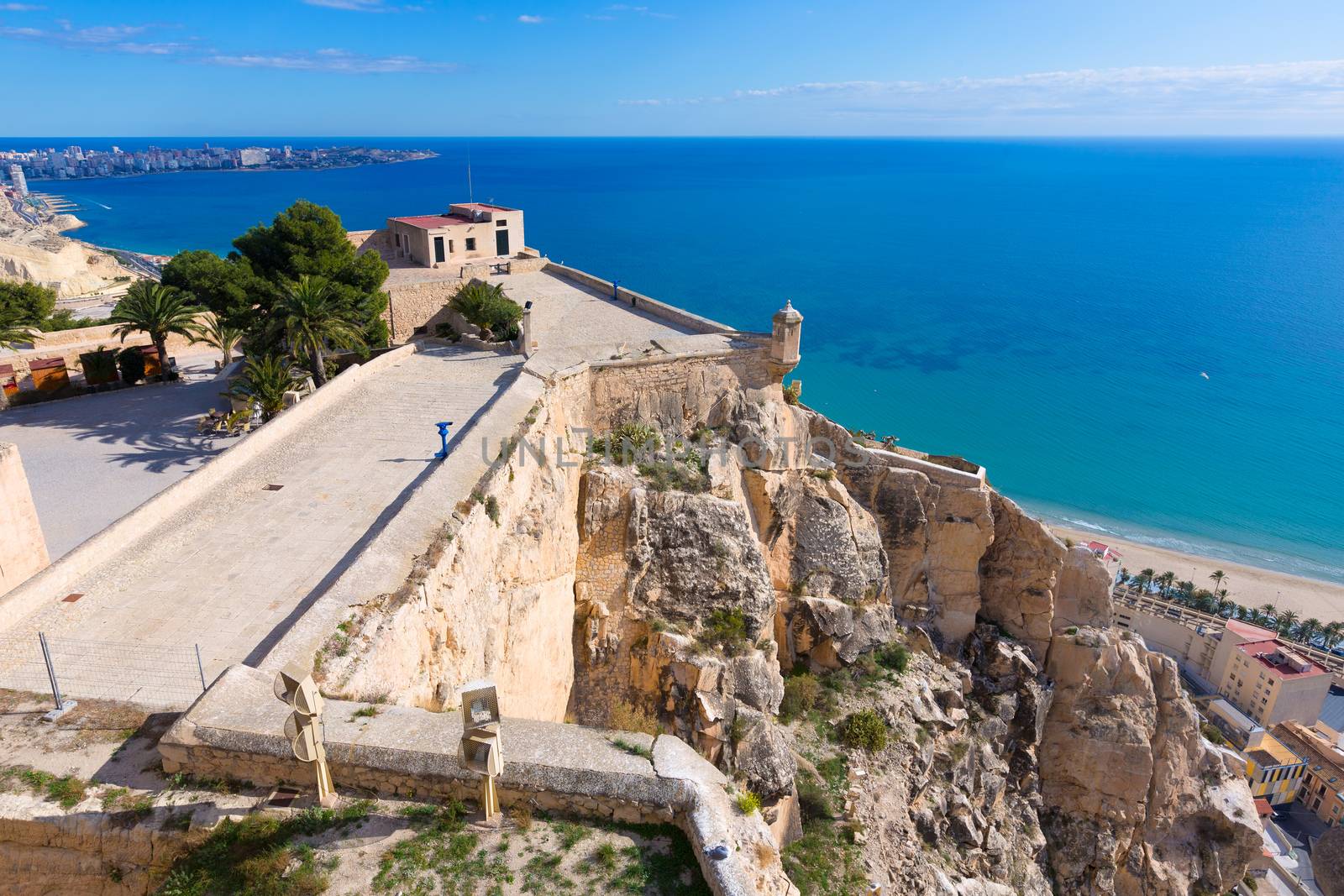 Alicante Postiguet beach view from Santa Barbara Castle by lunamarina