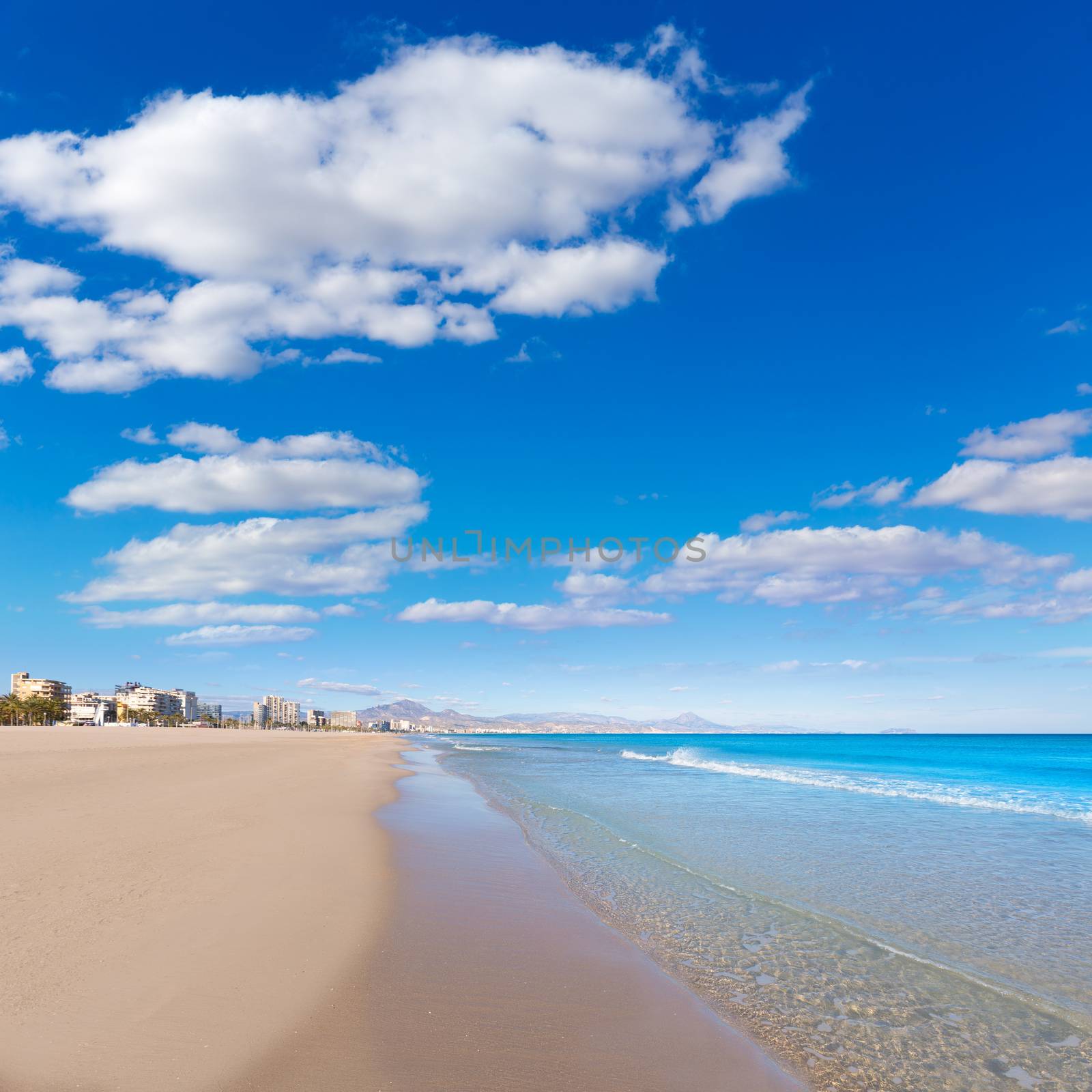 Alicante San Juan beach beautiful Mediterranean sea at Spain valencian Community