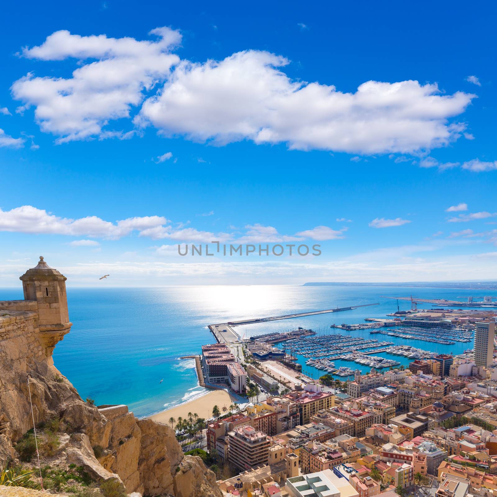 Alicante skyline aerial from Santa Barbara Castle Spain by lunamarina
