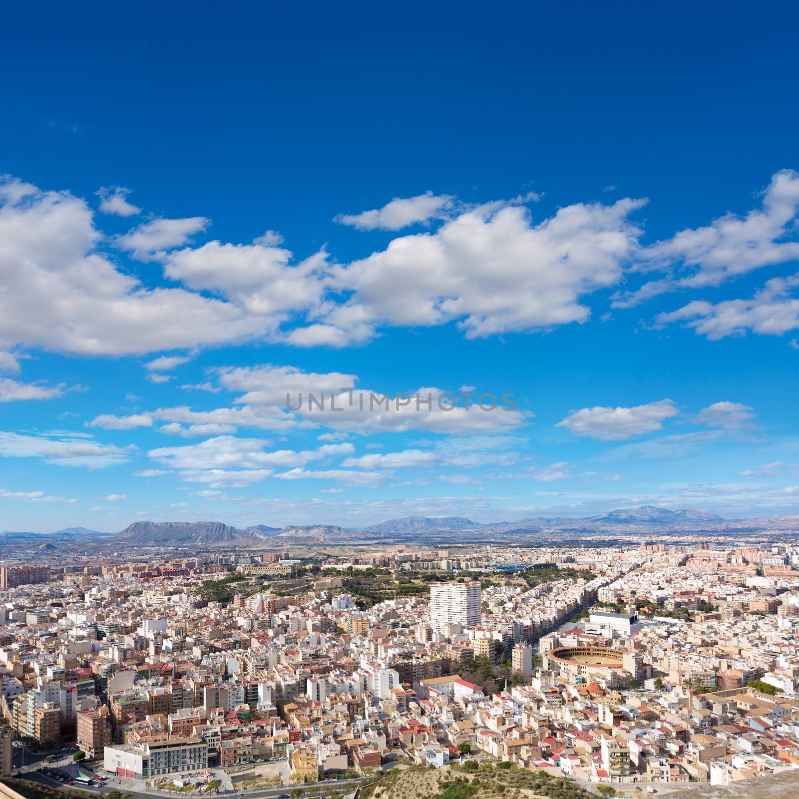 Alicante skyline aerial from Santa Barbara Castle Spain by lunamarina