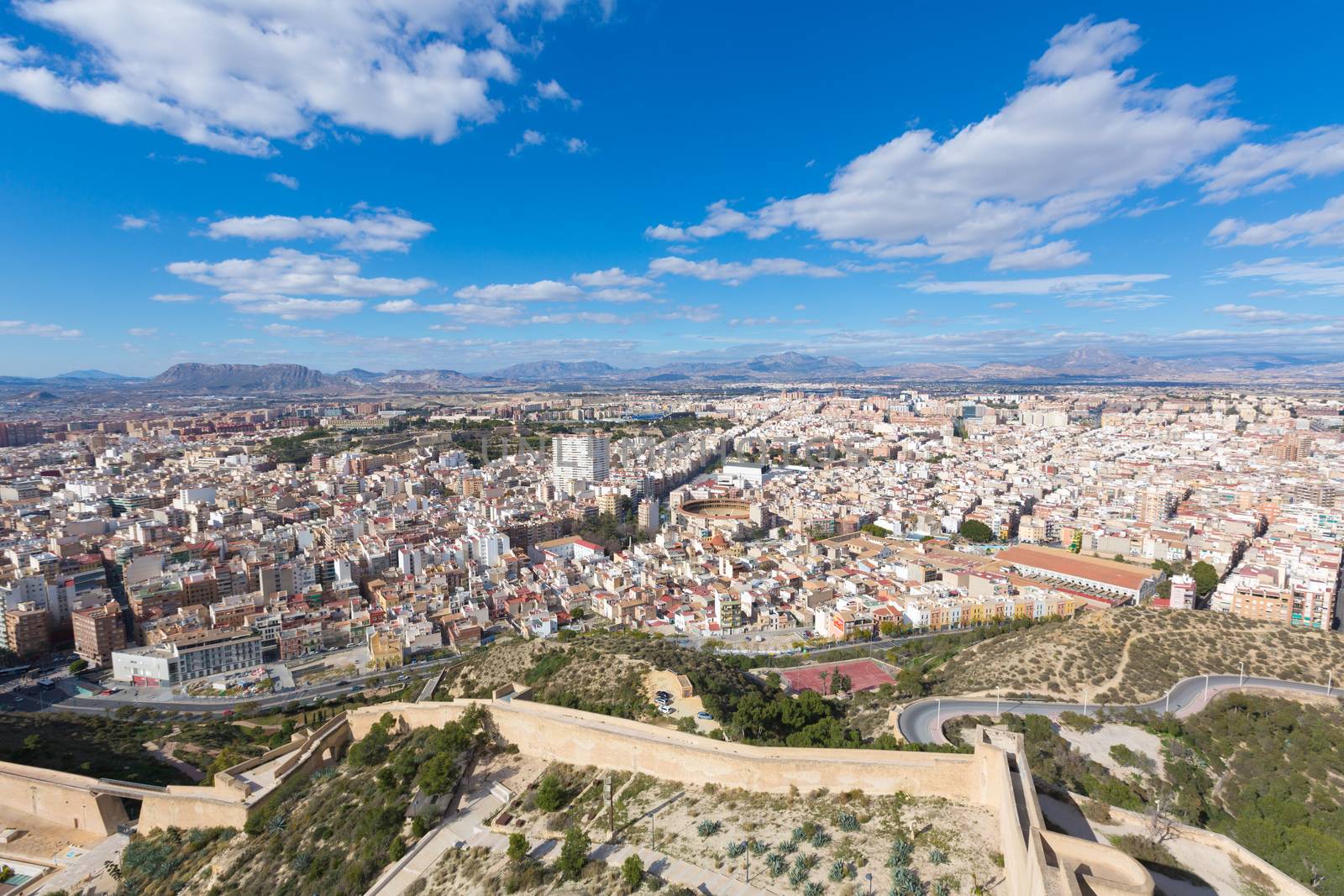 Alicante skyline aerial from Santa Barbara Castle Spain by lunamarina